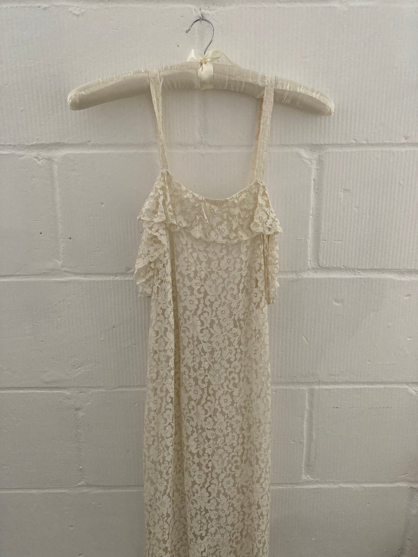 1930s Ivory Lace Ruffled Wedding Dress with Bolero