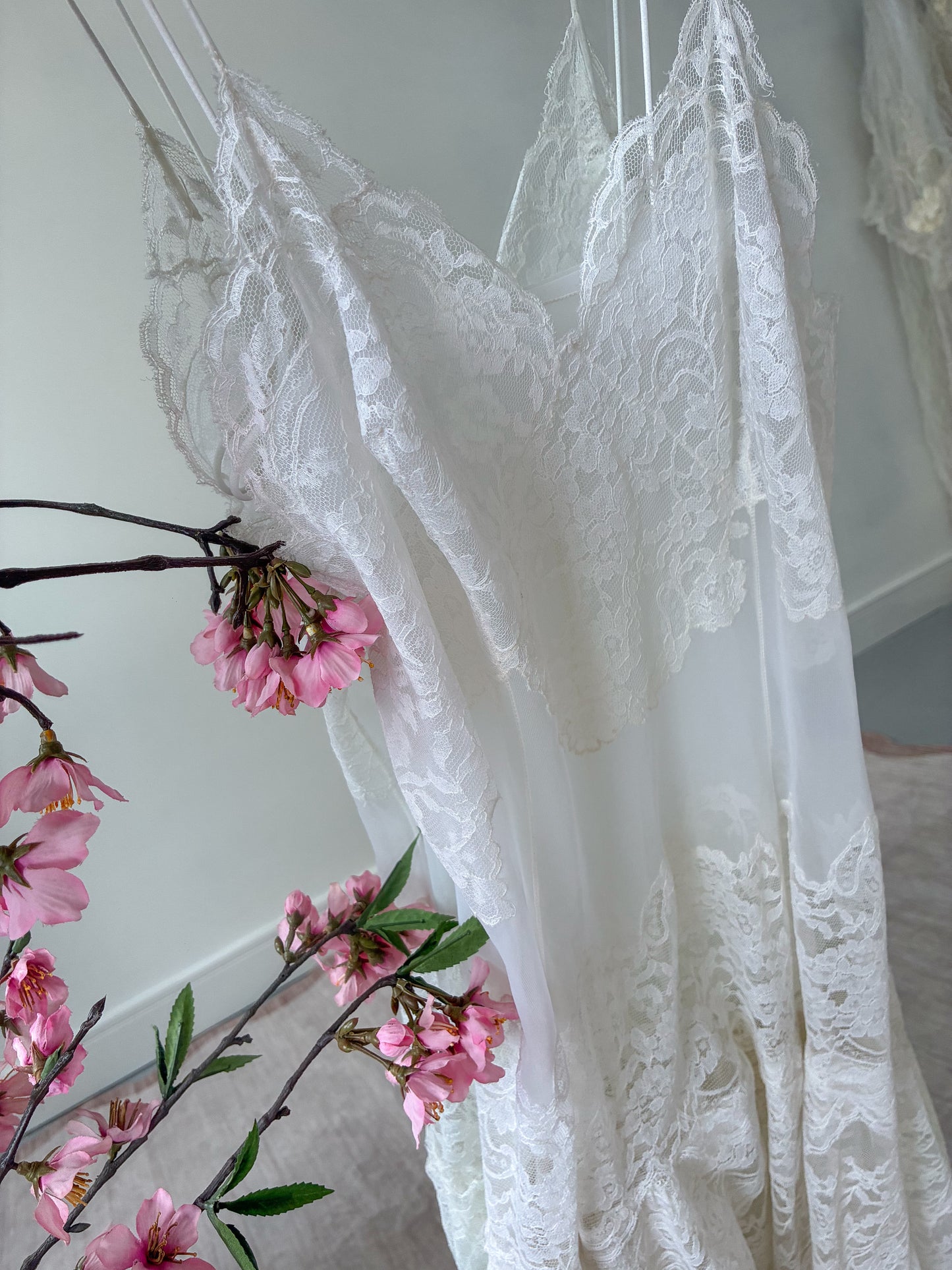 1960s Ivory All Lace Midi Slip