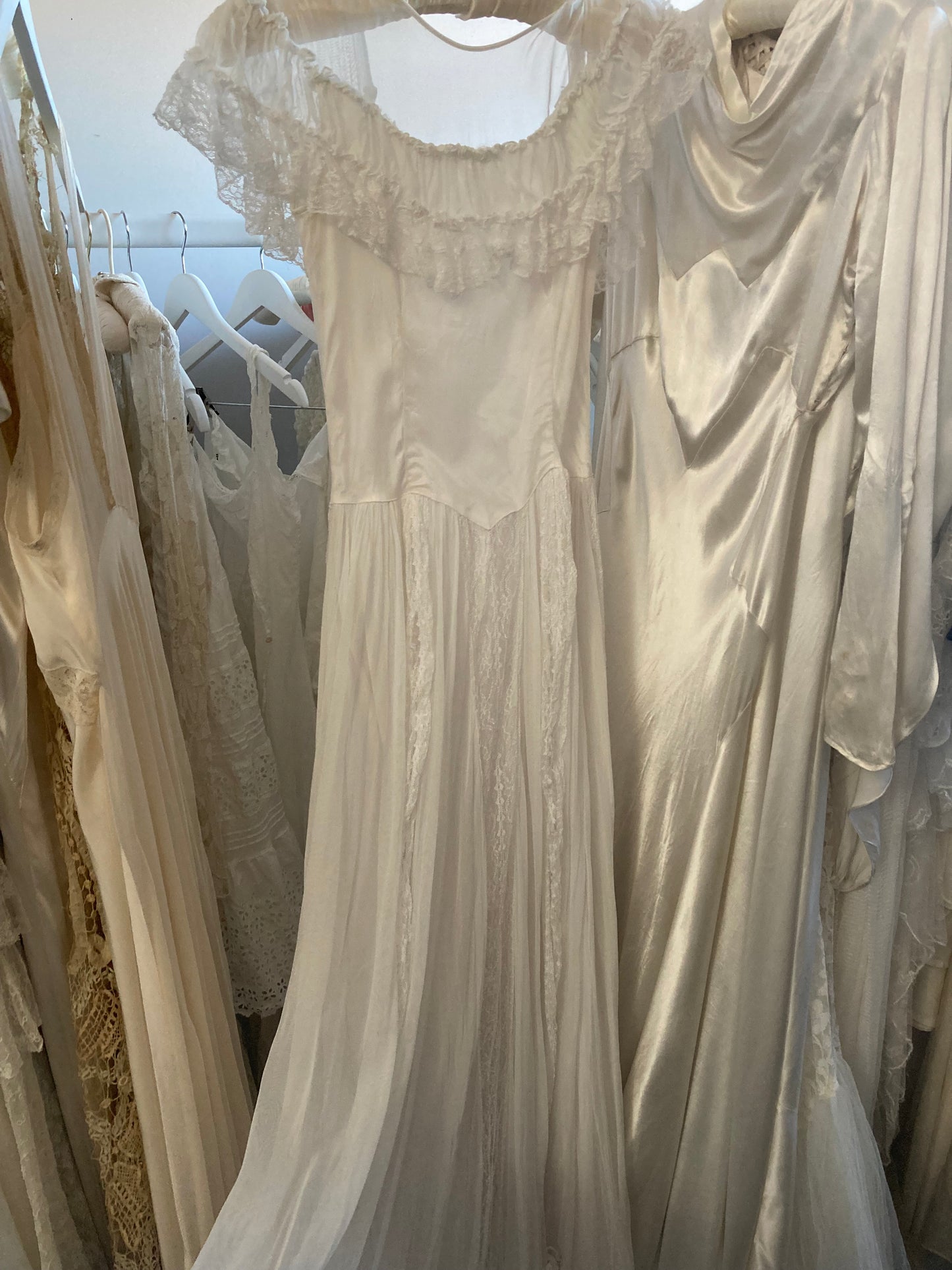 40s tulle wedding dress collar