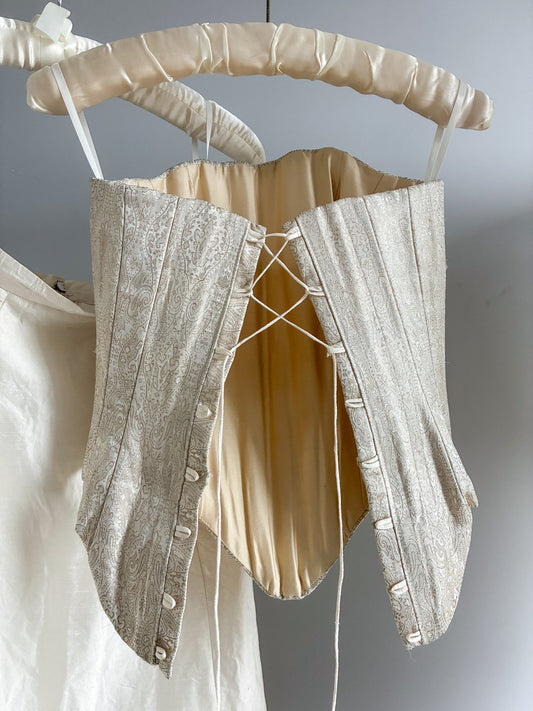 1990s Boned Corset And Raw Silk Skirt Bridal Set