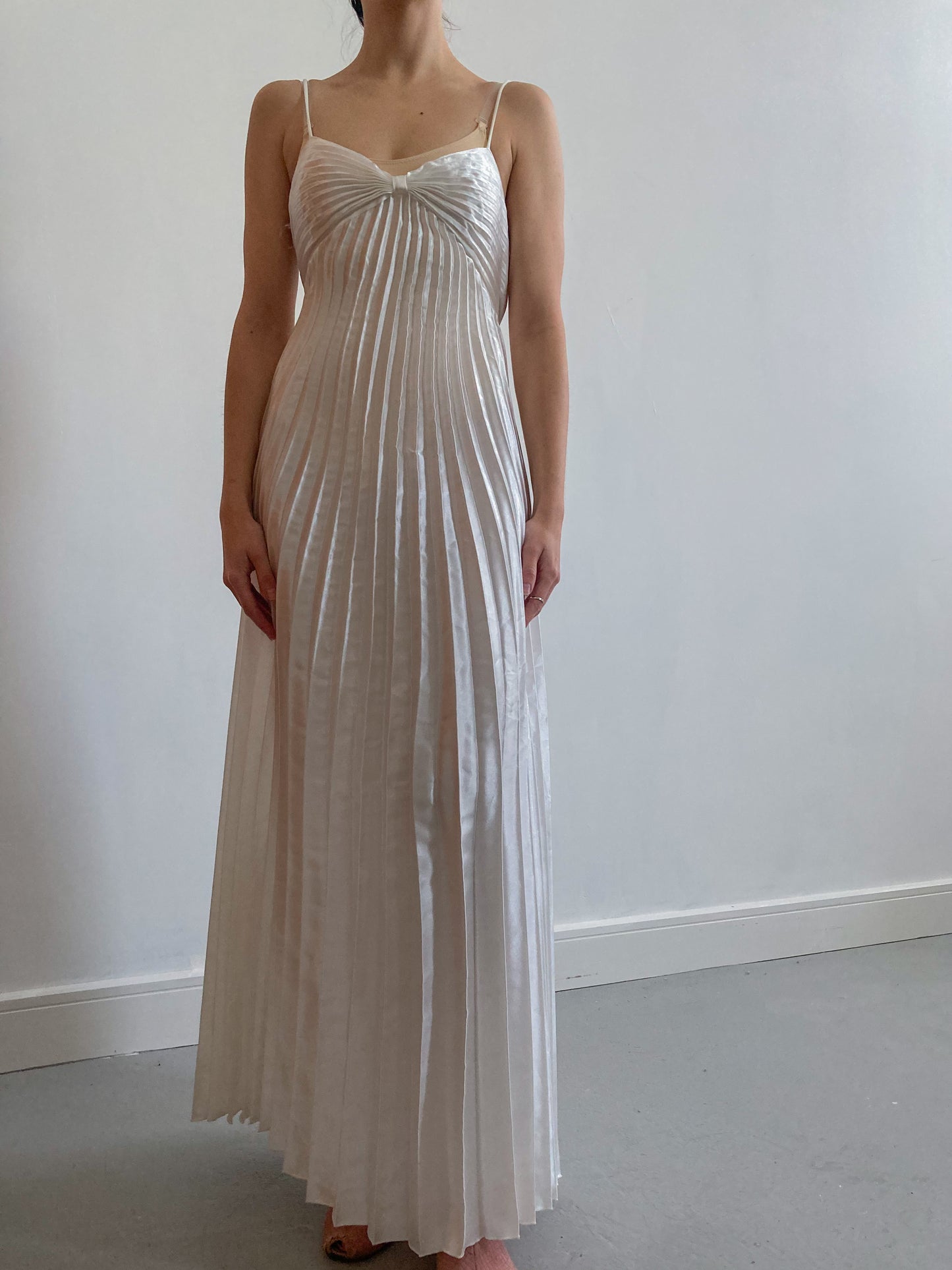 Vintage Pearl Pleated Bridal Slip Dress