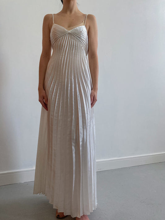 Vintage Pearl Pleated Bridal Slip Dress