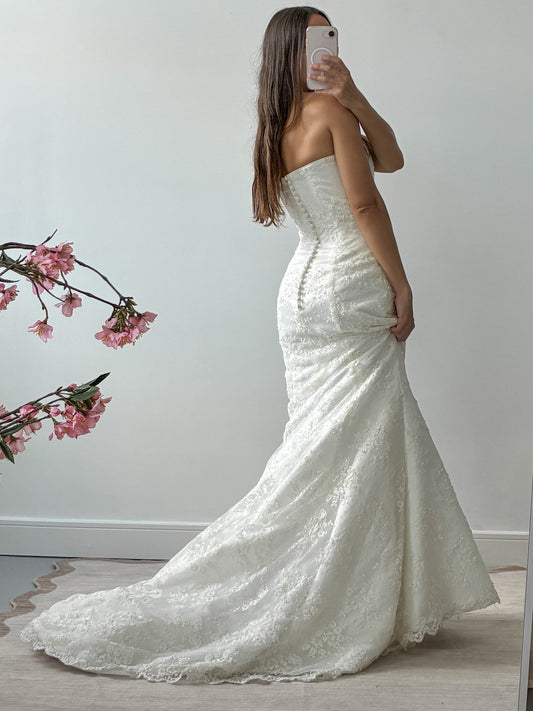 2001 Designer Maggie Sottero Lace Beaded Mermaid Wedding Dress