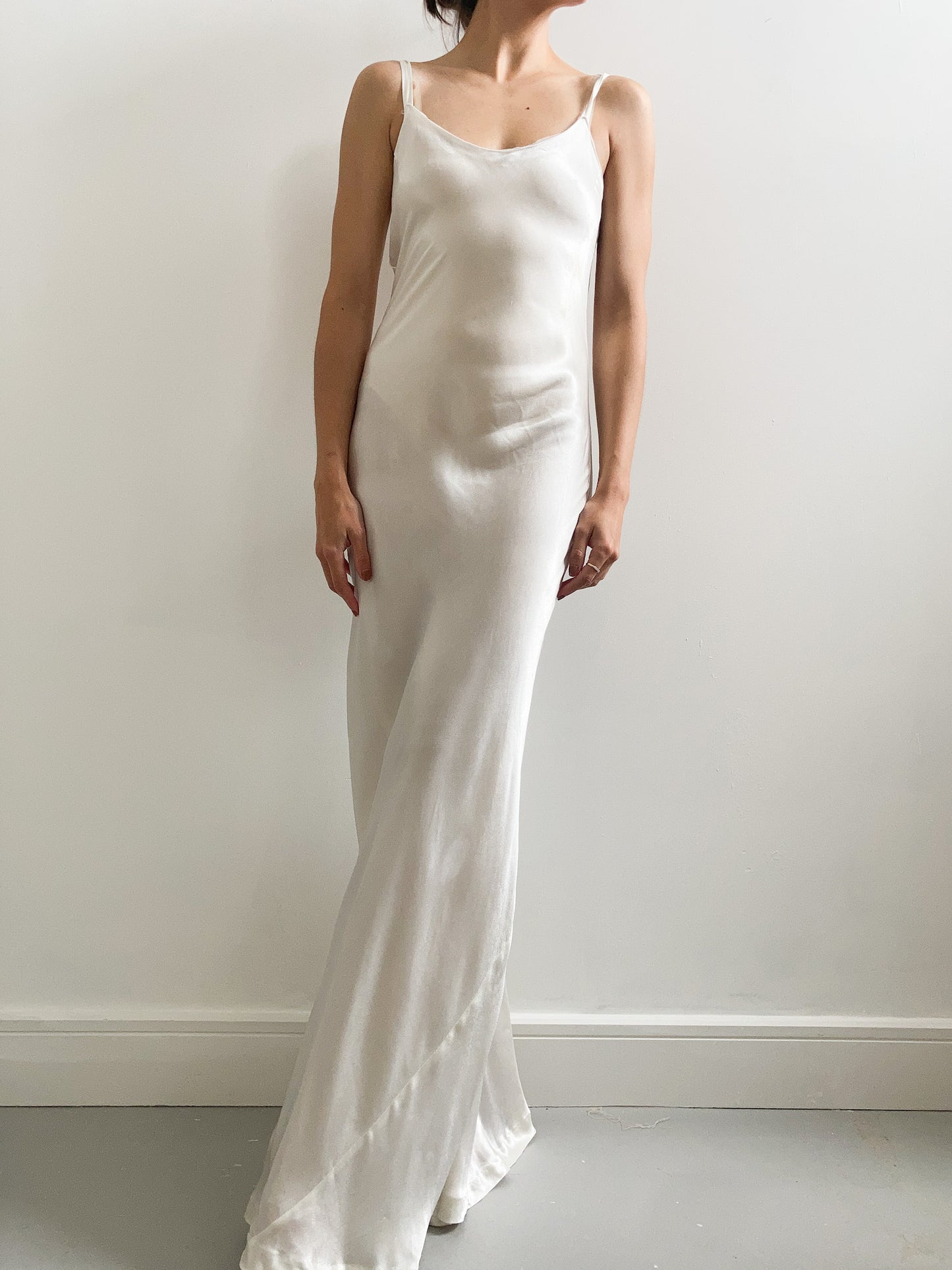 1930s Ivory Silk Bias Cut Slip