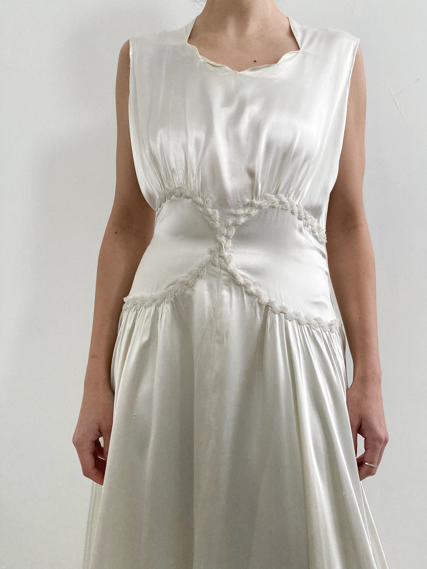 Deposit 1940s Liquid Satin Dress with Beaded Waistline