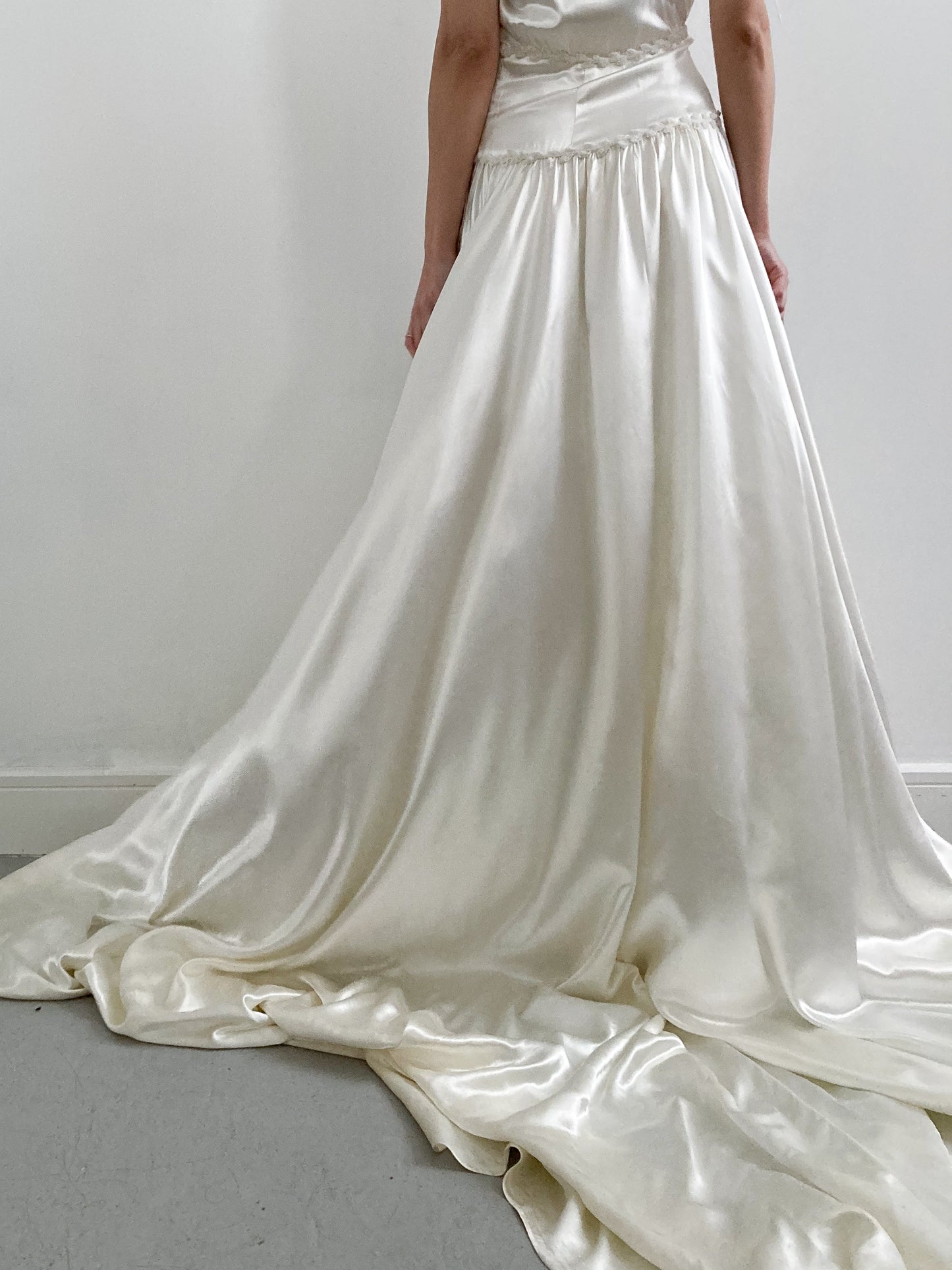 Deposit 1940s Liquid Satin Dress with Beaded Waistline