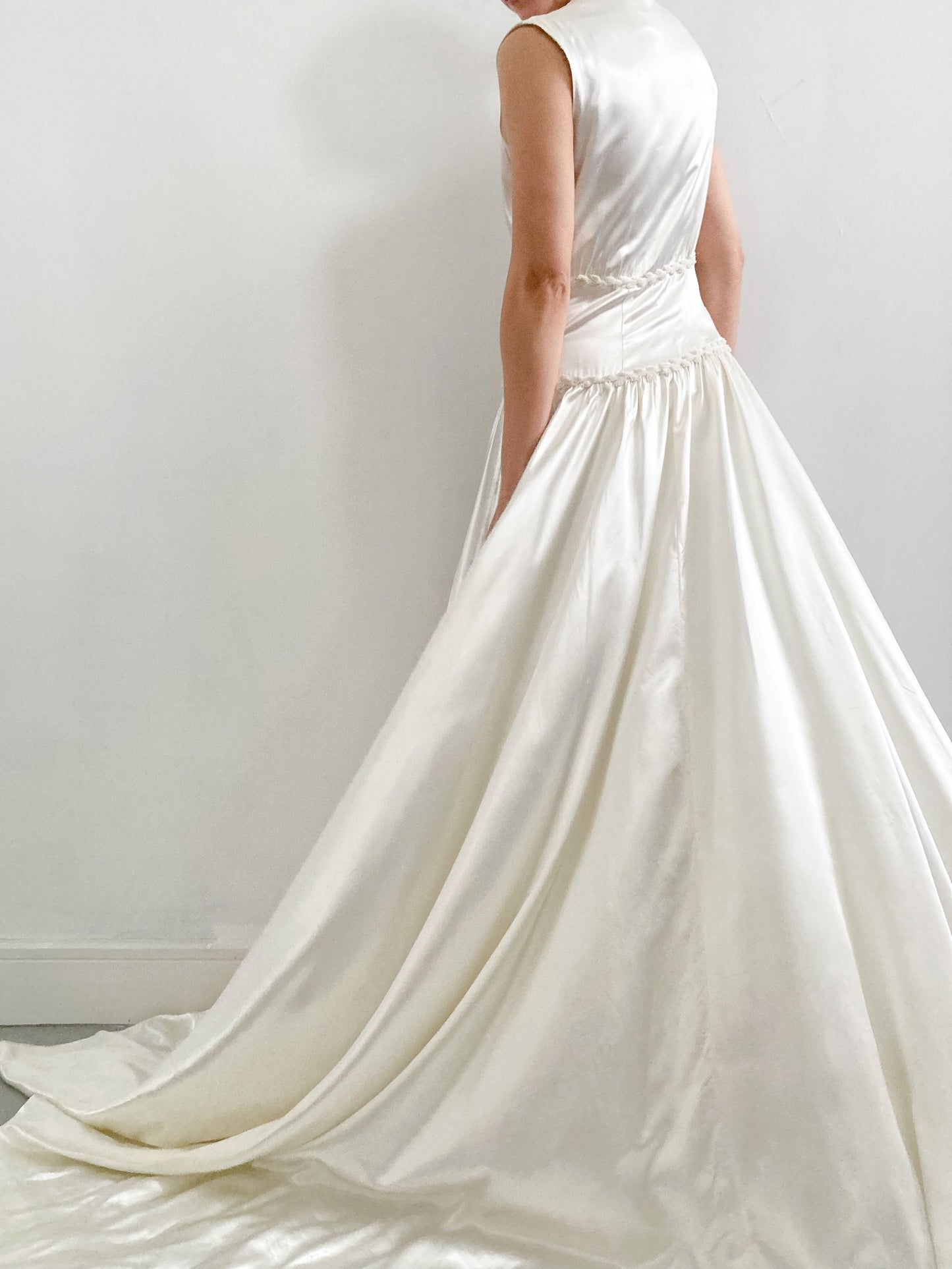 Deposit 1940s Liquid Satin Dress with Beaded Waistline