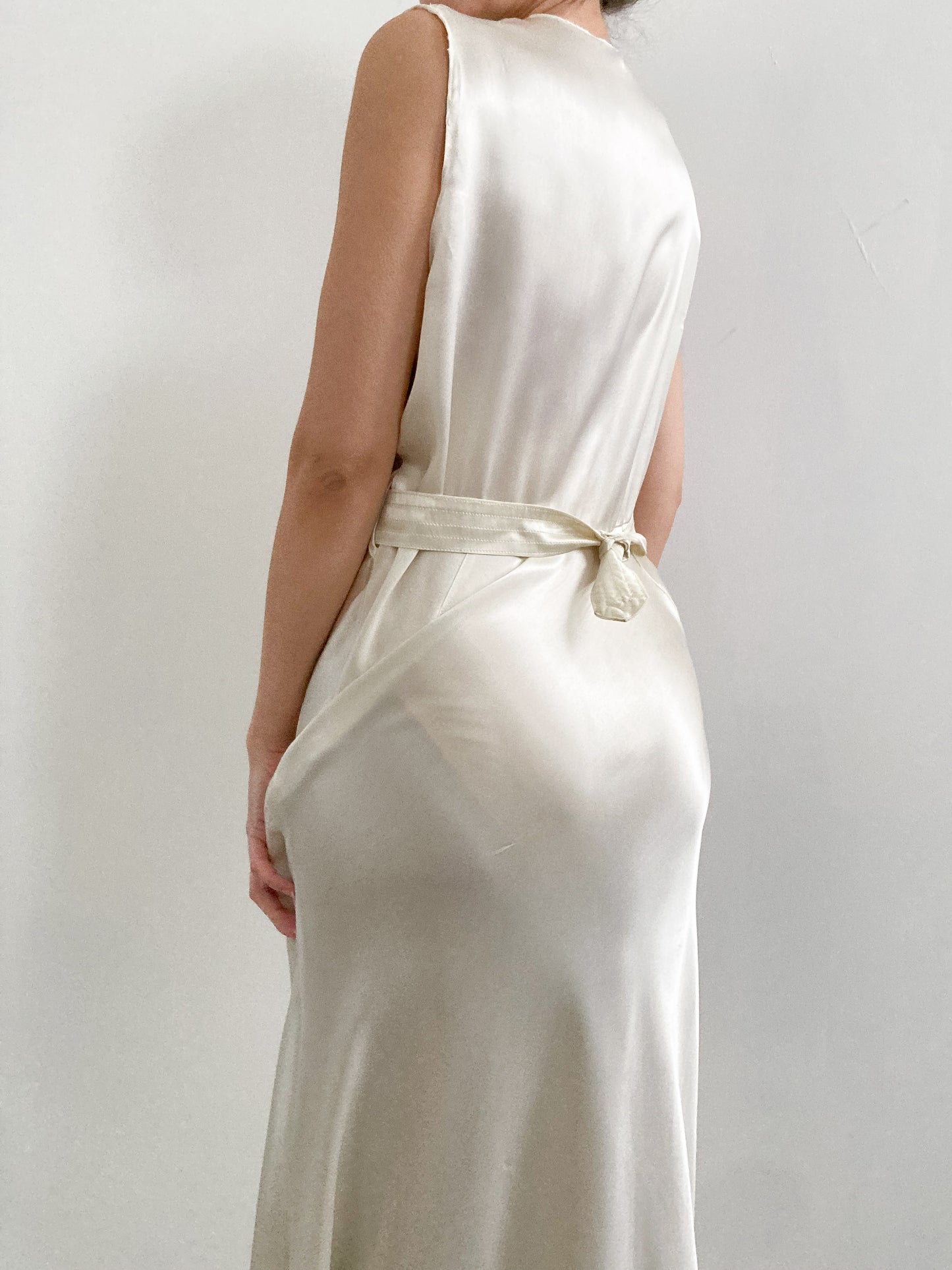 1940s Satin Charmeuse Gathered Wedding Dress