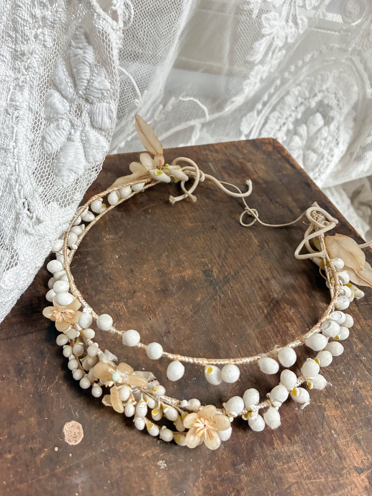 1920s Layered Floral Wax Headdress