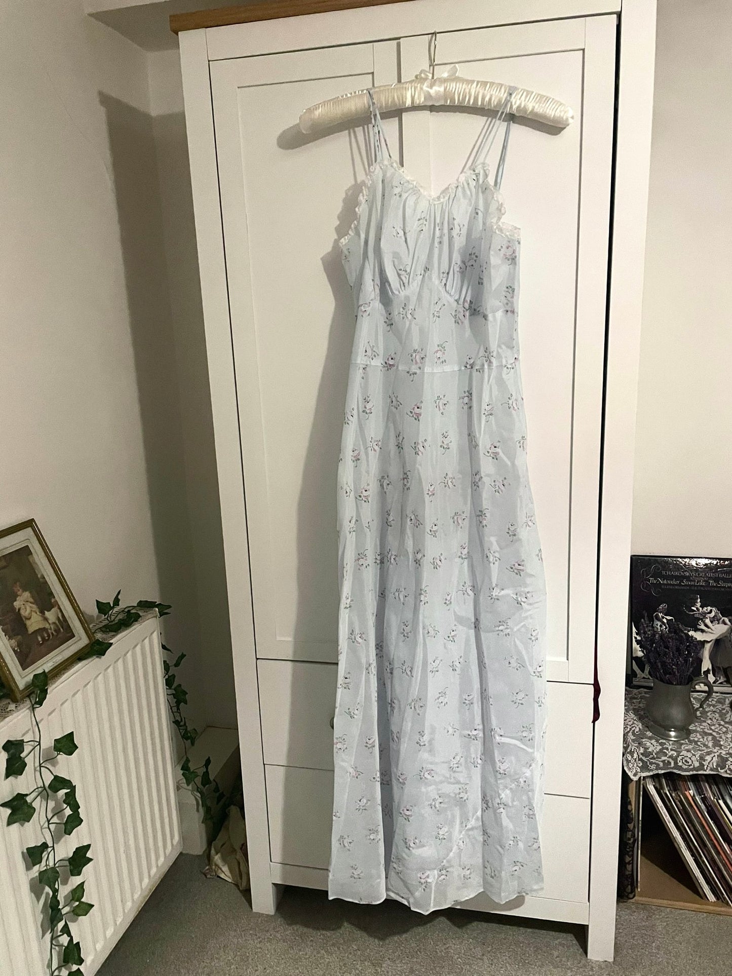 30s Blue Floral Slip