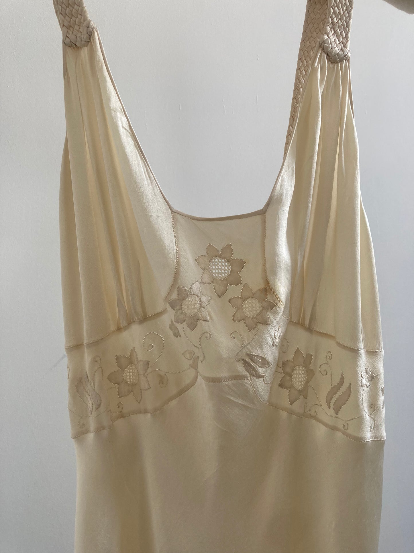 1930s Champagne Silk Bias Cut Bridal Gown