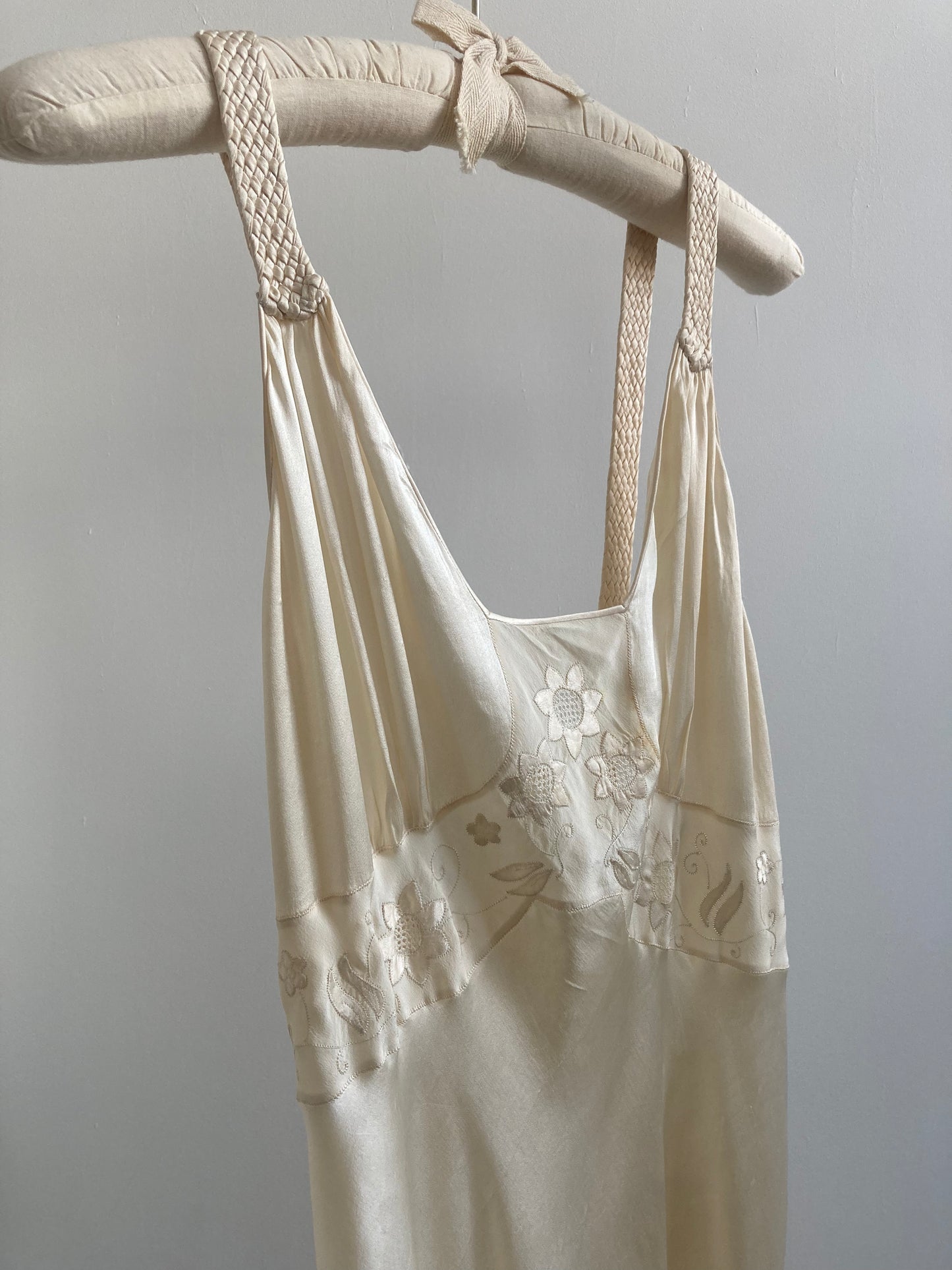 1930s Champagne Silk Bias Cut Bridal Gown