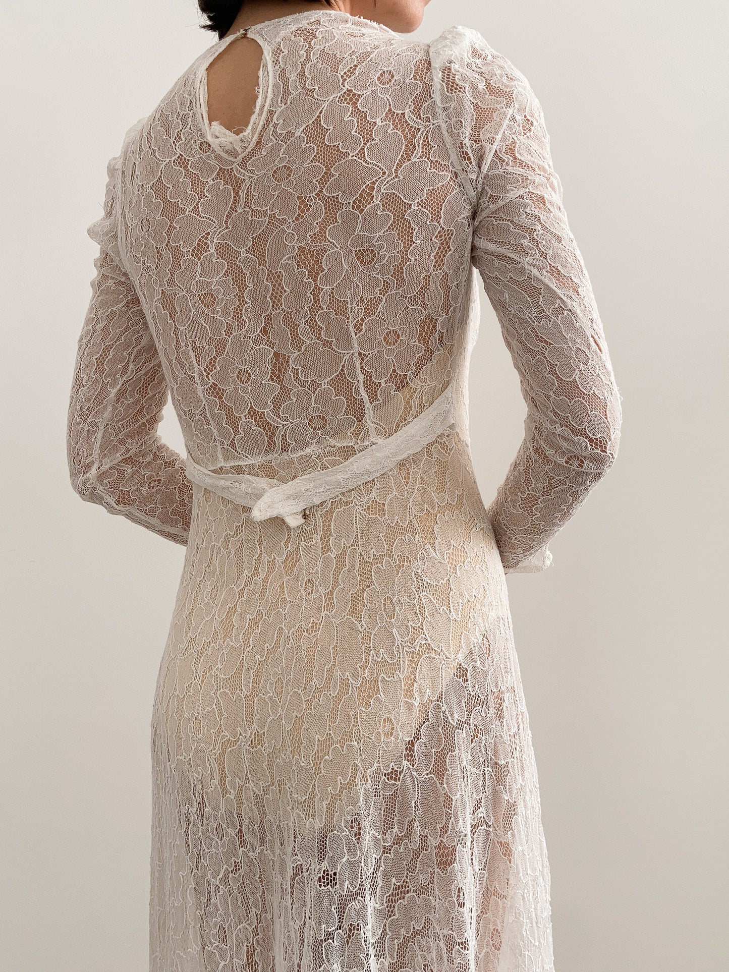 1930s Floral All Lace Wedding Gown