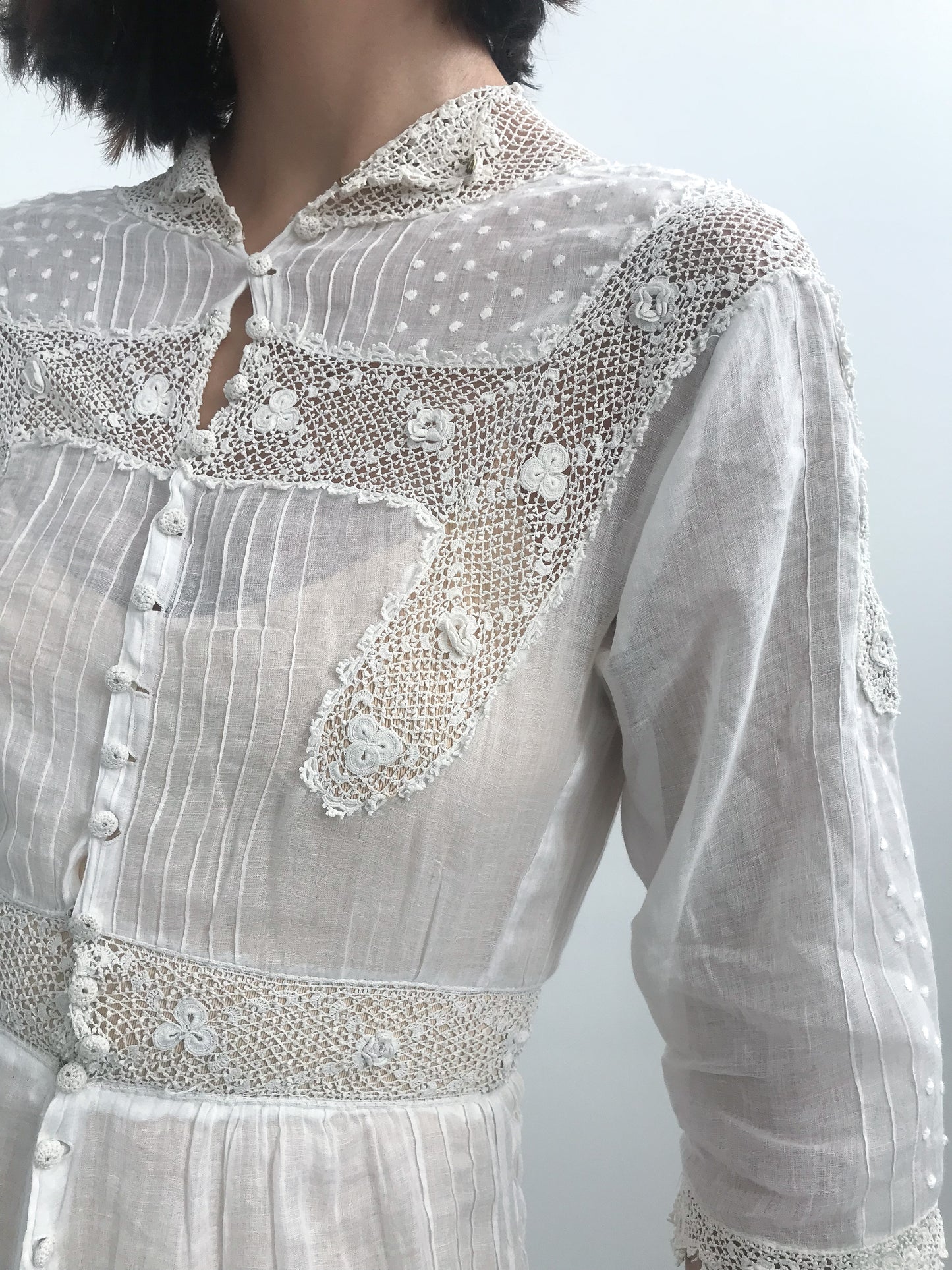 Antique Crochet Detail Cotton Lawn Dress