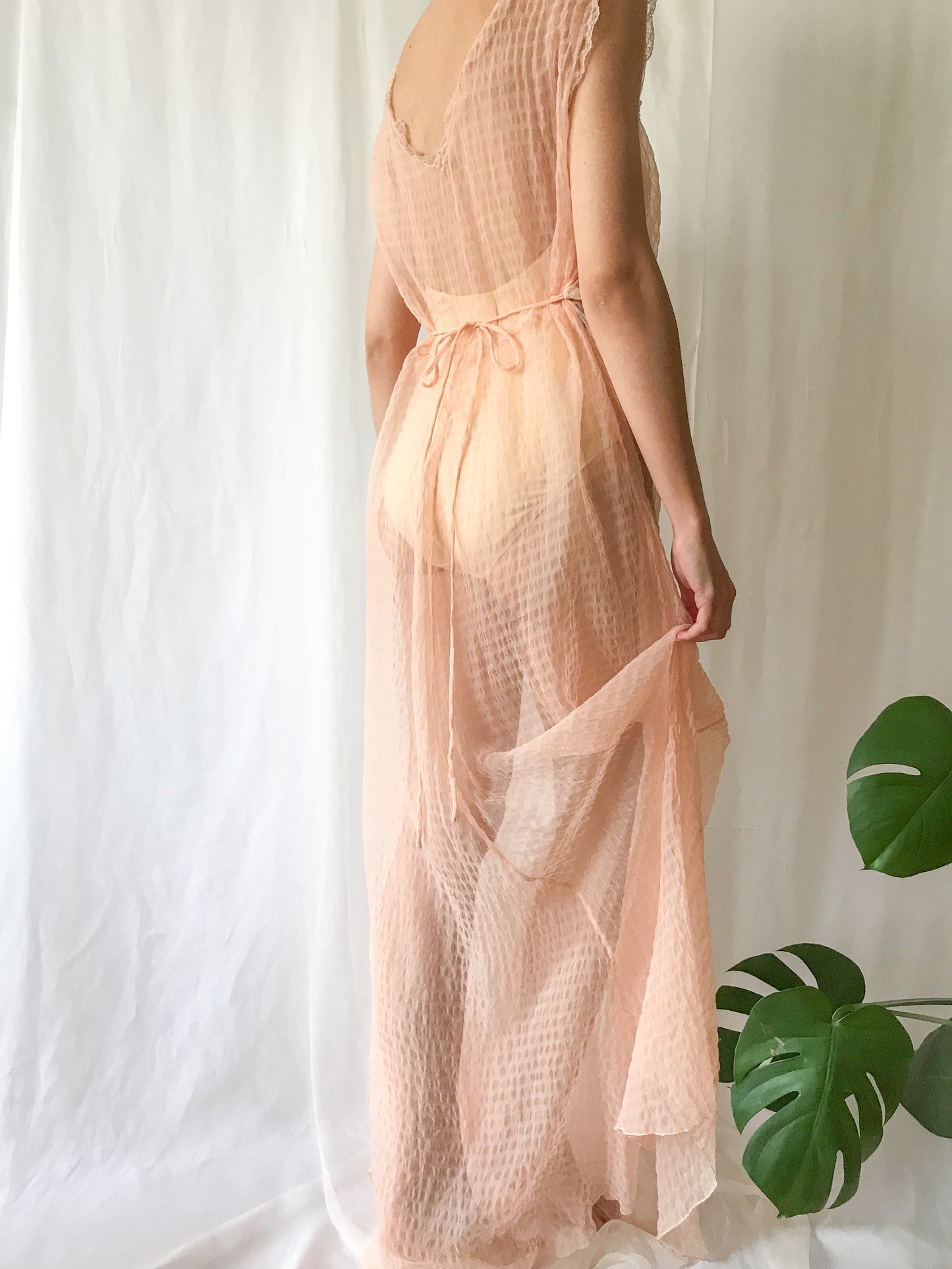1940s Sheer Tulle Peignoir Set With Cape