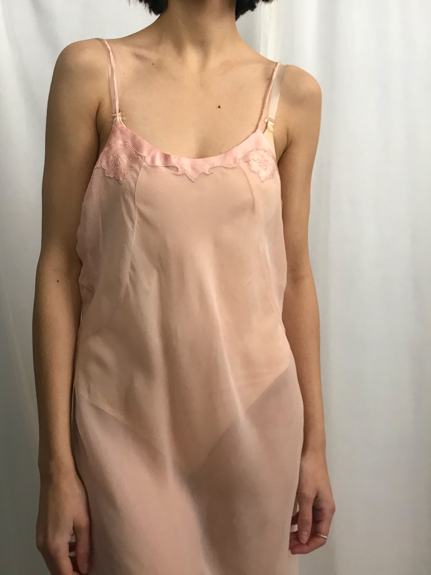 1930s Silk Chiffon Embroidered Teddy
