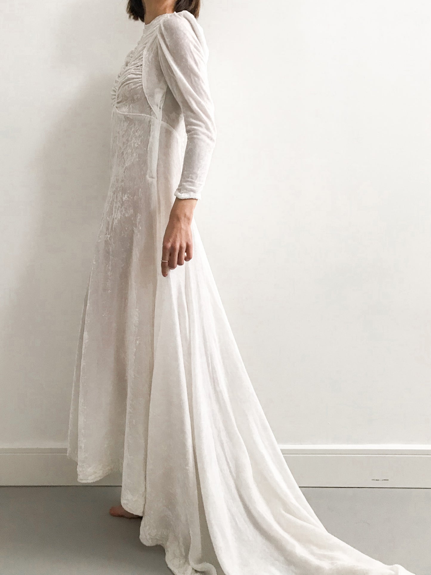 1930s Crushed Velvet Wedding Dress