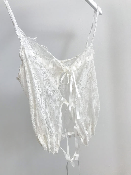 Antique Lace & Ribbon Tie Up Camisole