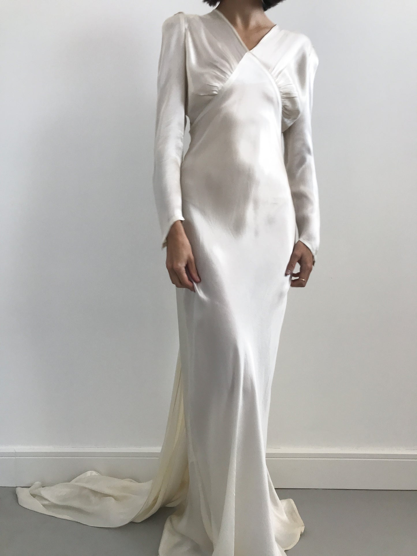 1930 Satin Wedding Dress with Train