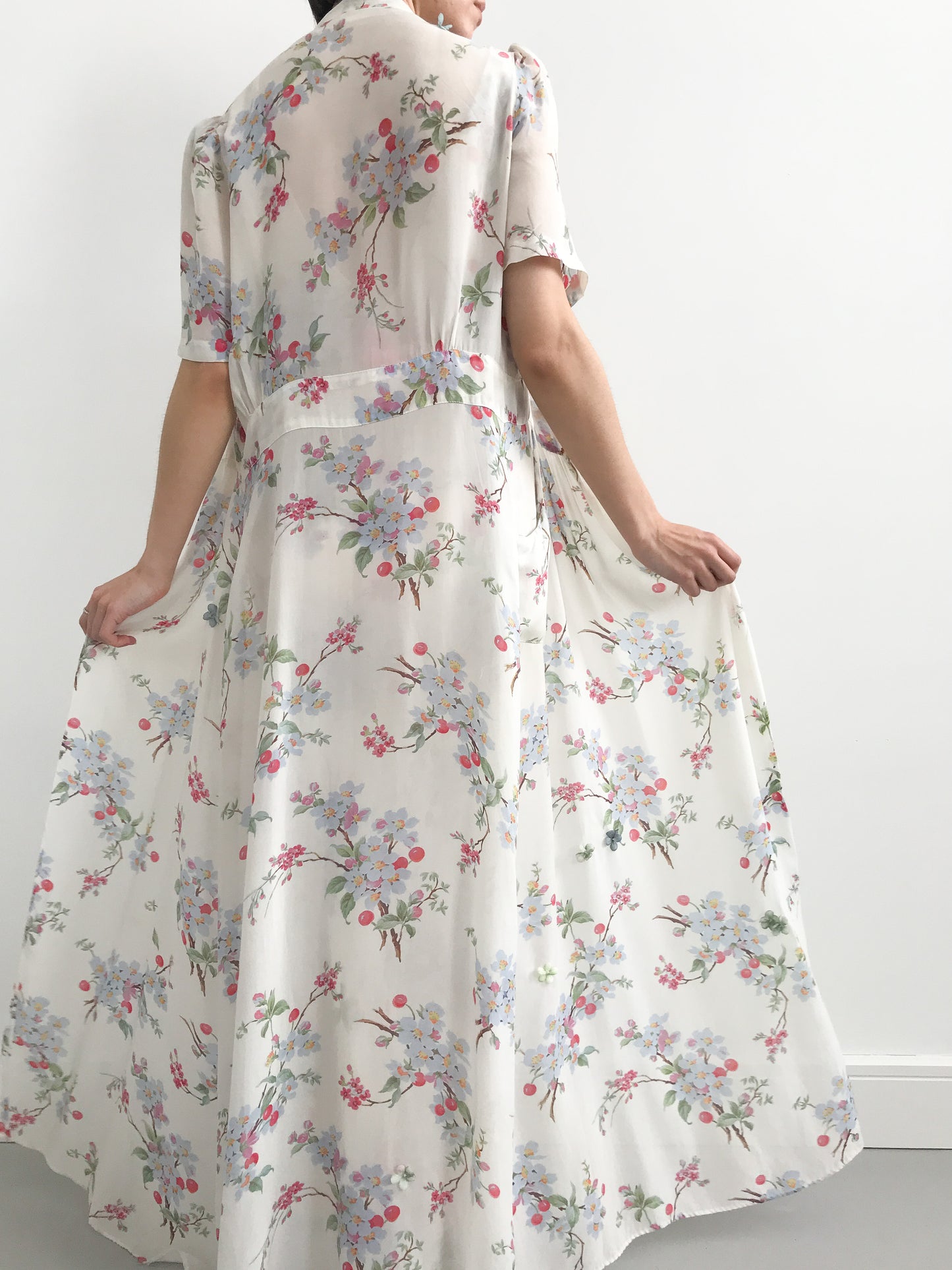 1930s Cherry Blossom Reworked Peignoir Set