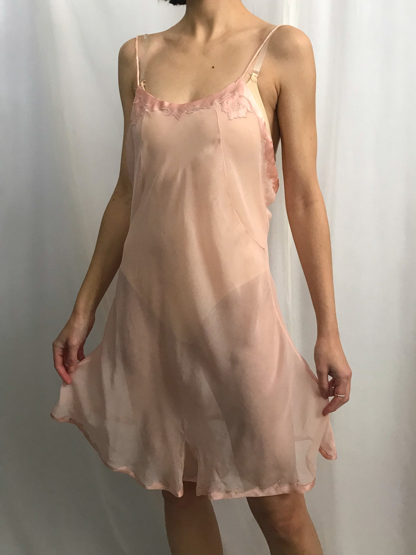 1930s Silk Chiffon Embroidered Teddy