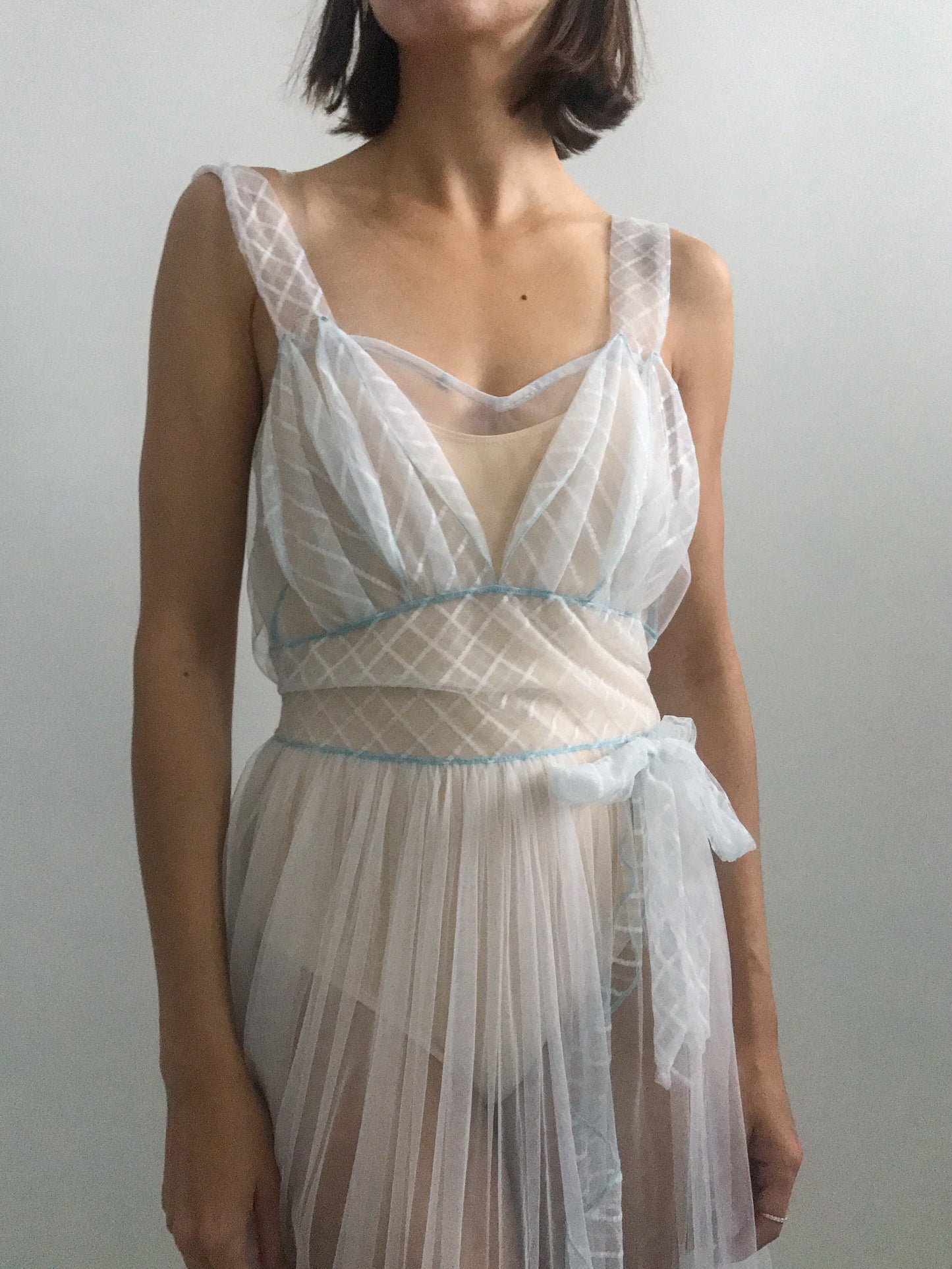 1940s Sheer Ruffled Asymmetrical Slip