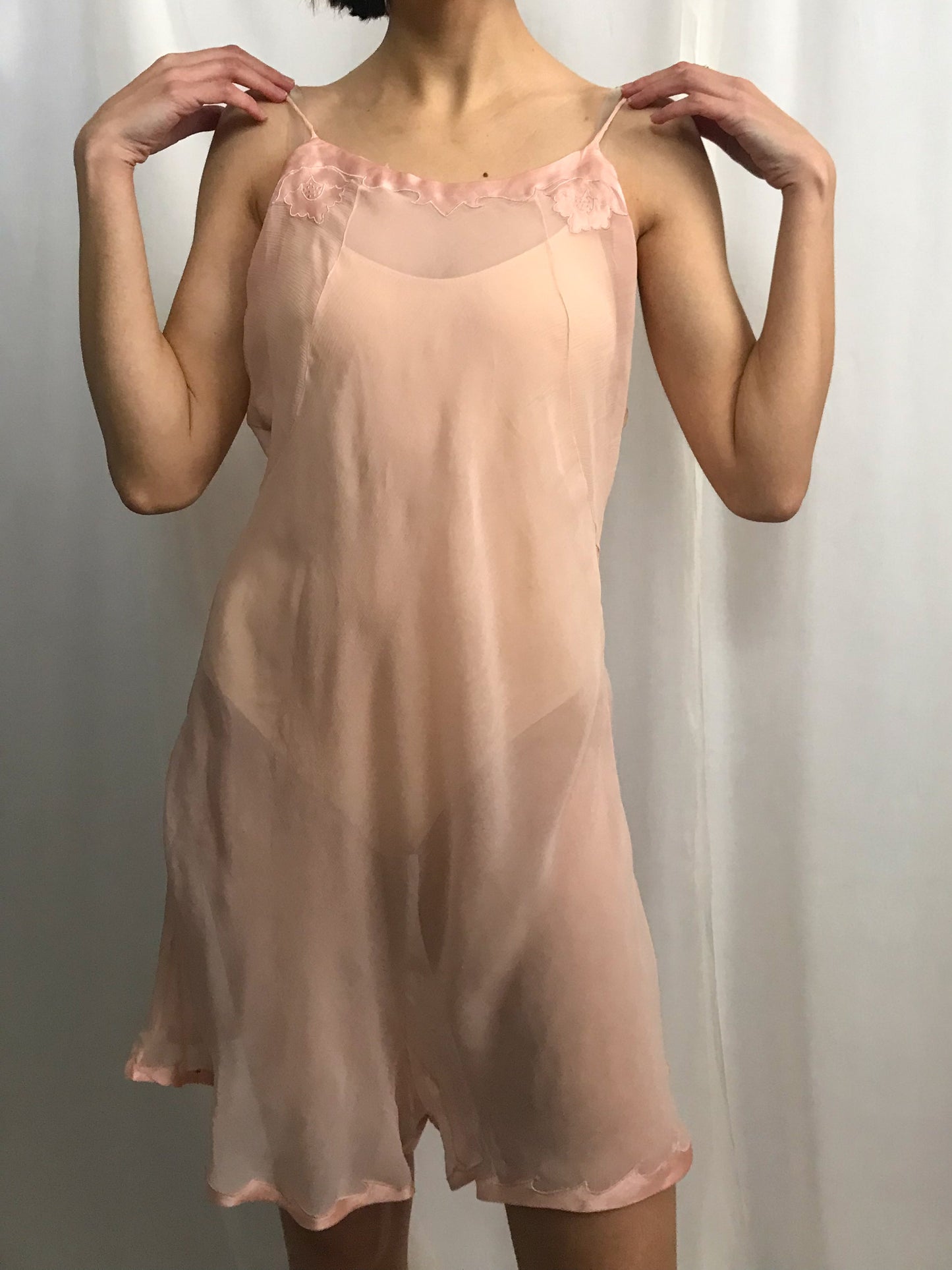1930s Silk Chiffon Embroidered Teddy
