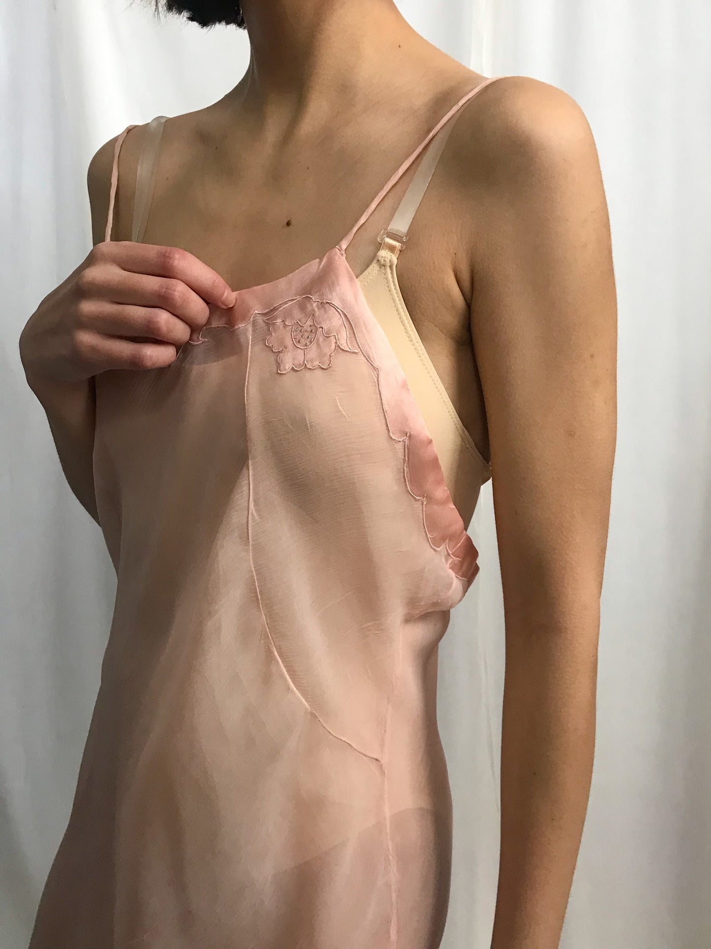 1930s Silk Chiffon Embroidered Teddy