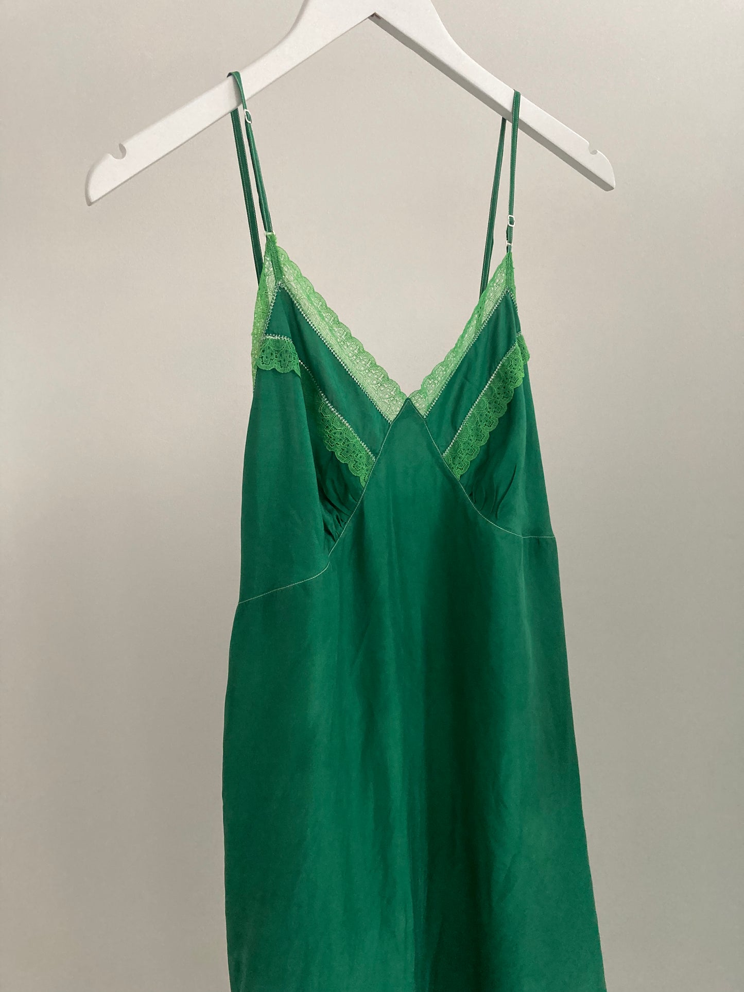 1940s Hand Dyed Silk Slip - Forest Green