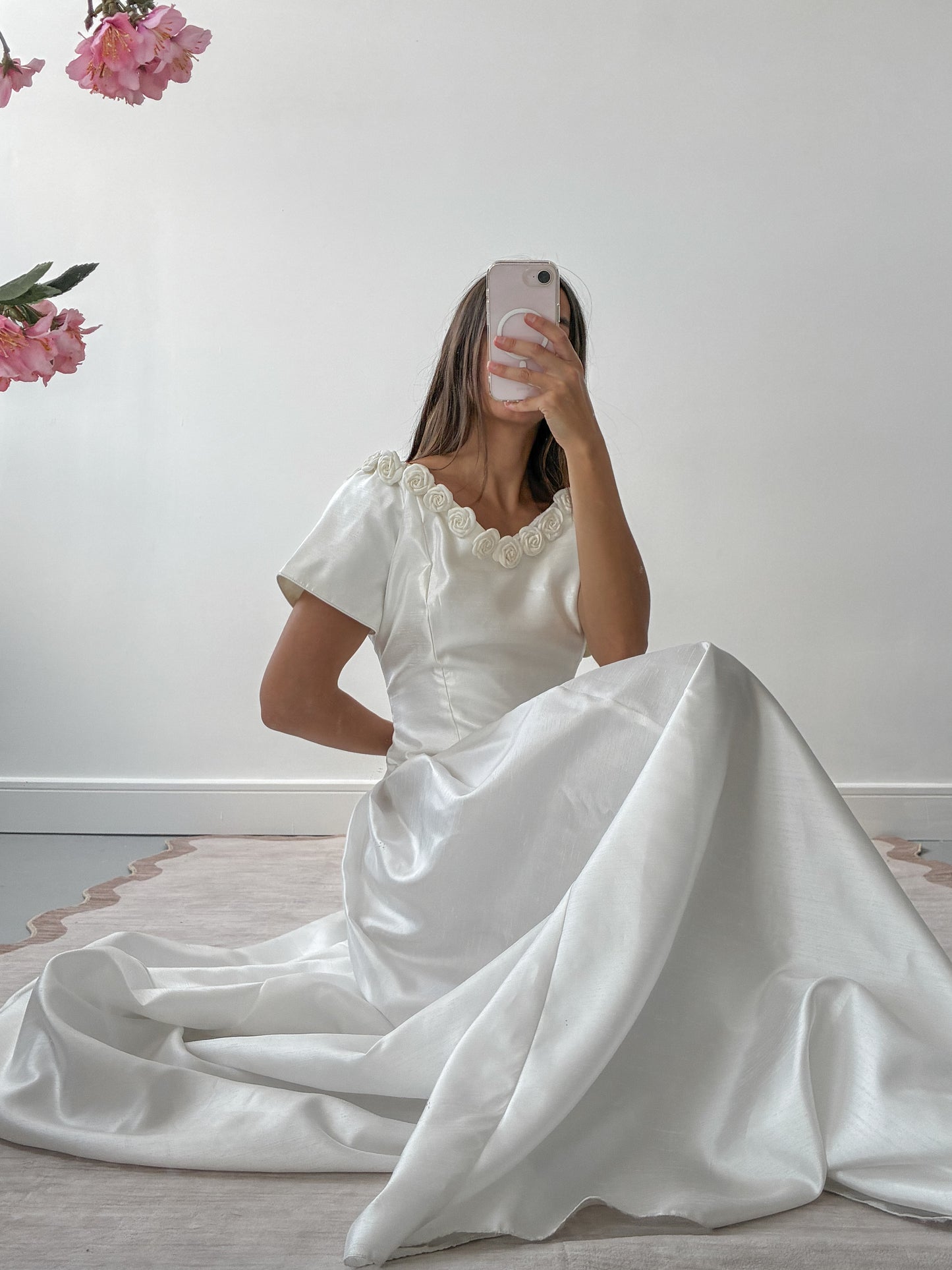 1990s Taffeta Dress With Rosette Detail