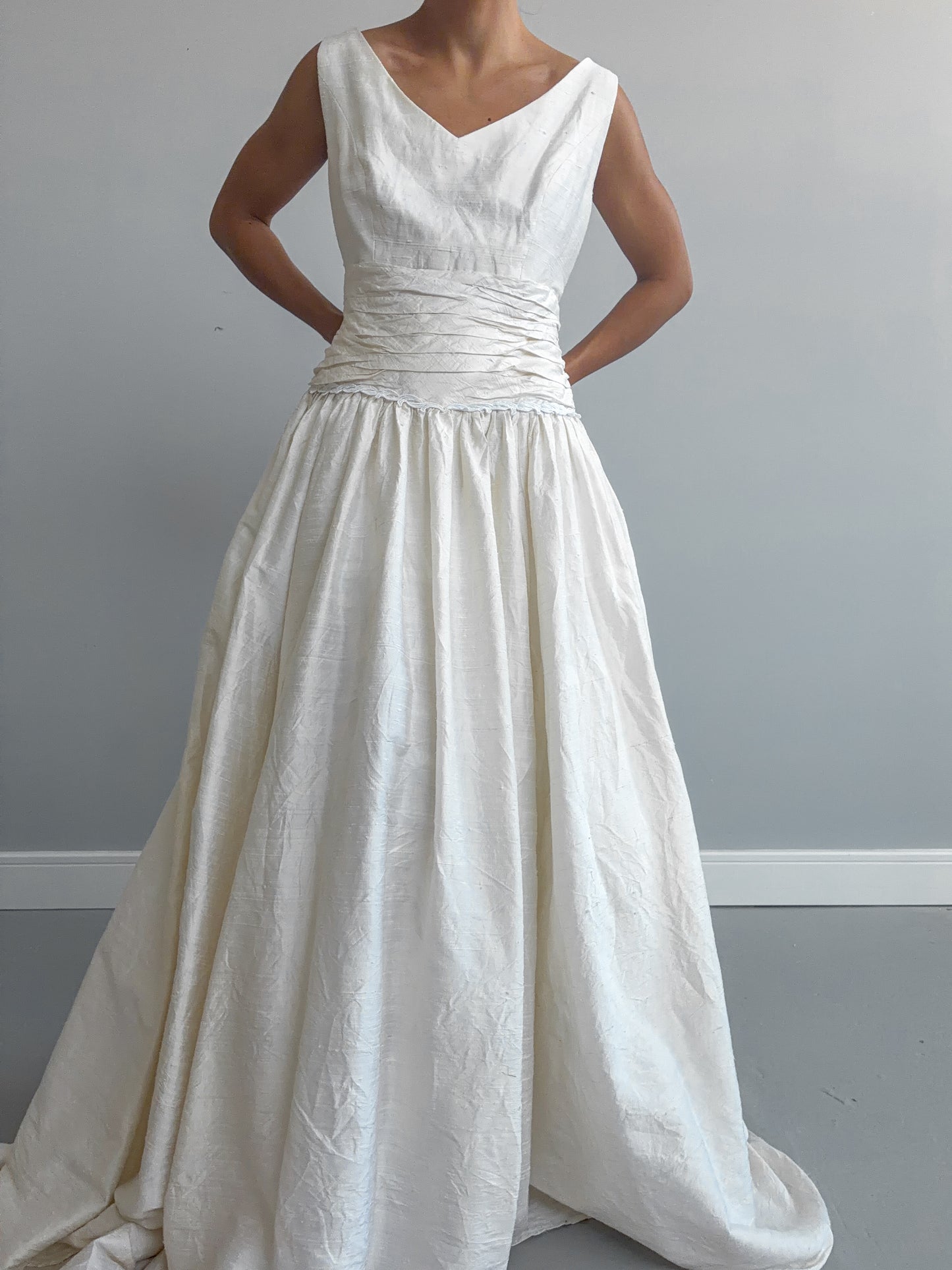 1980s Raw Silk Princess Dress