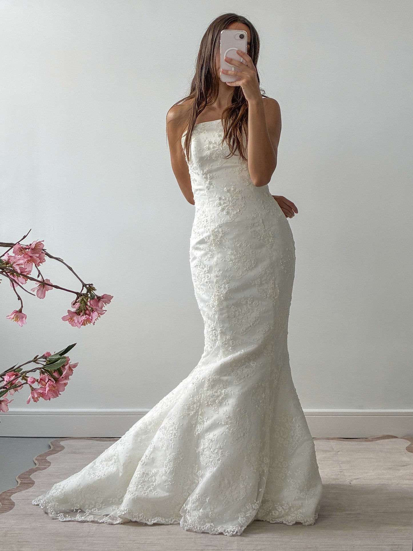 2001 Designer Maggie Sotero Lace Beaded Mermaid Wedding Dress