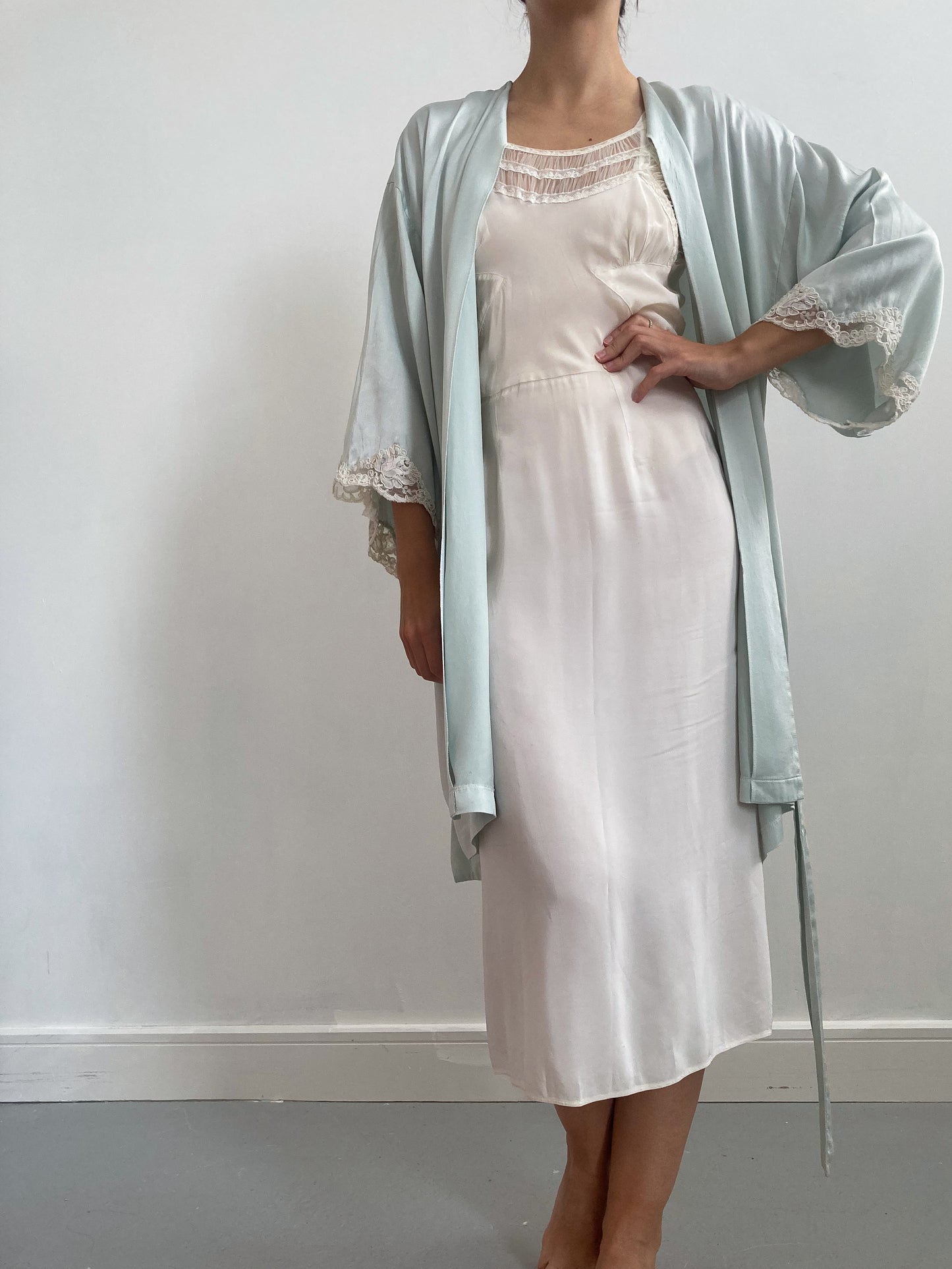 Vintage Silk Valentino Robe with Lace