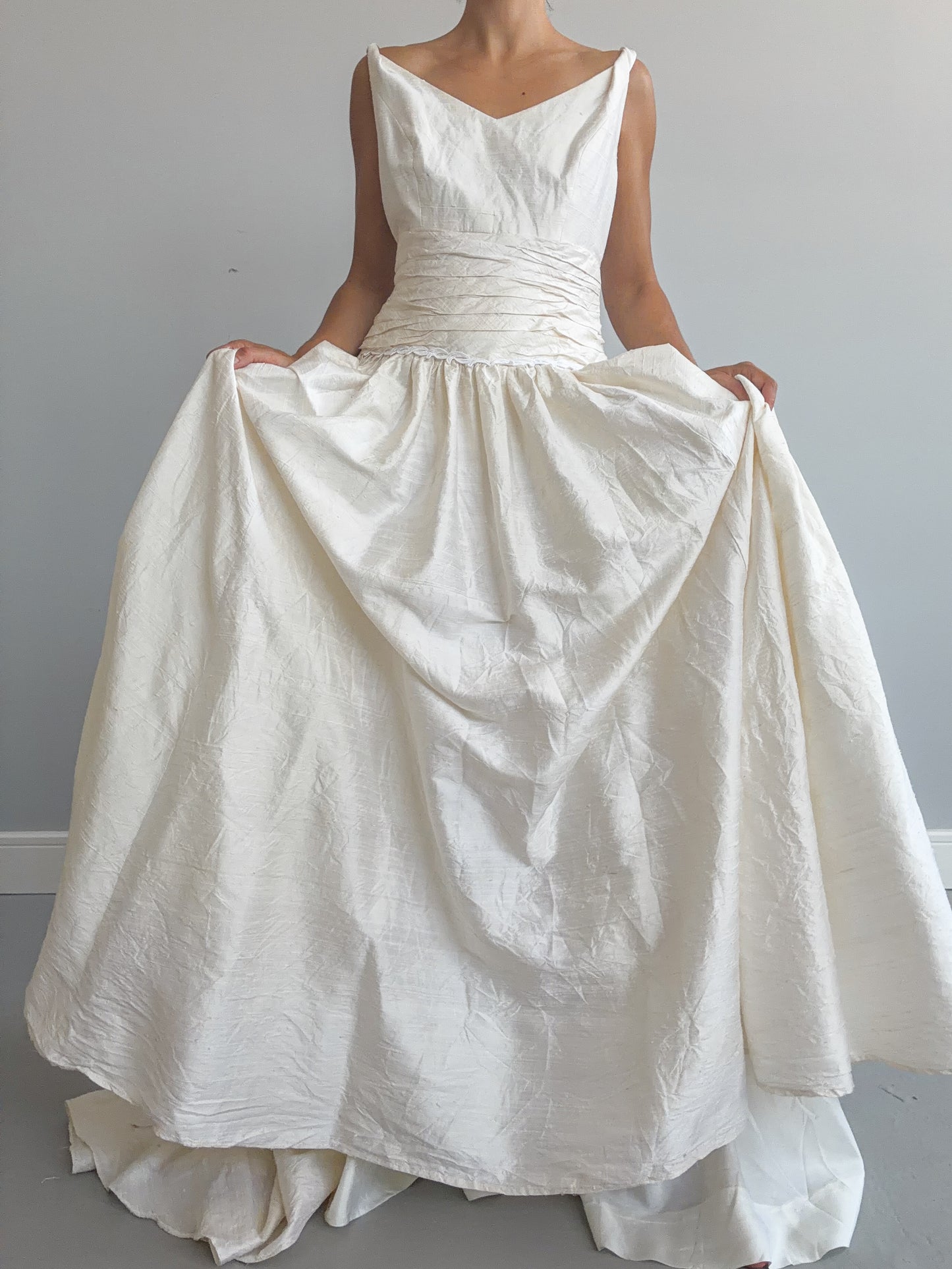 1980s Raw Silk Princess Dress