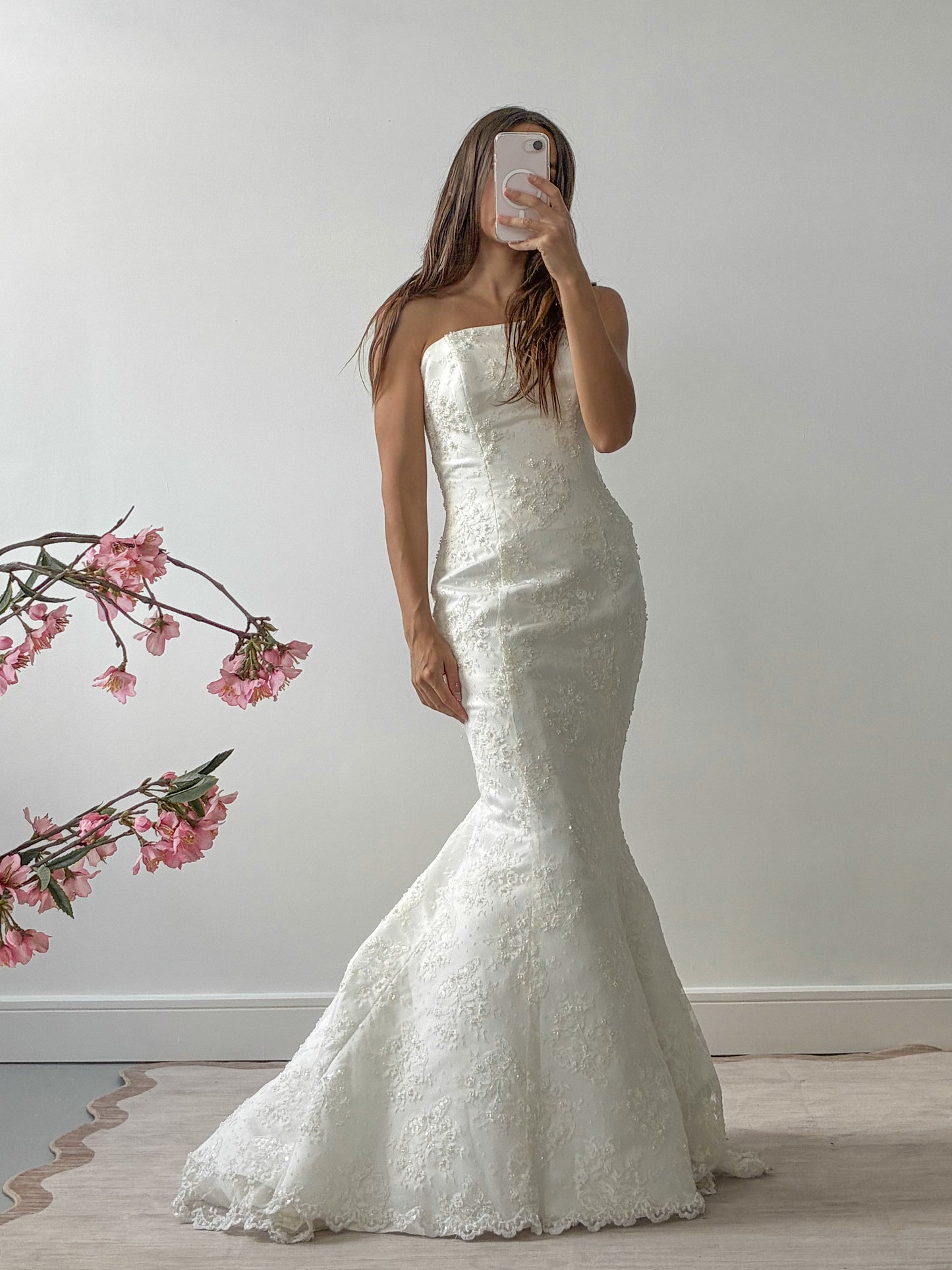 2001 Designer Maggie Sotero Lace Beaded Mermaid Wedding Dress