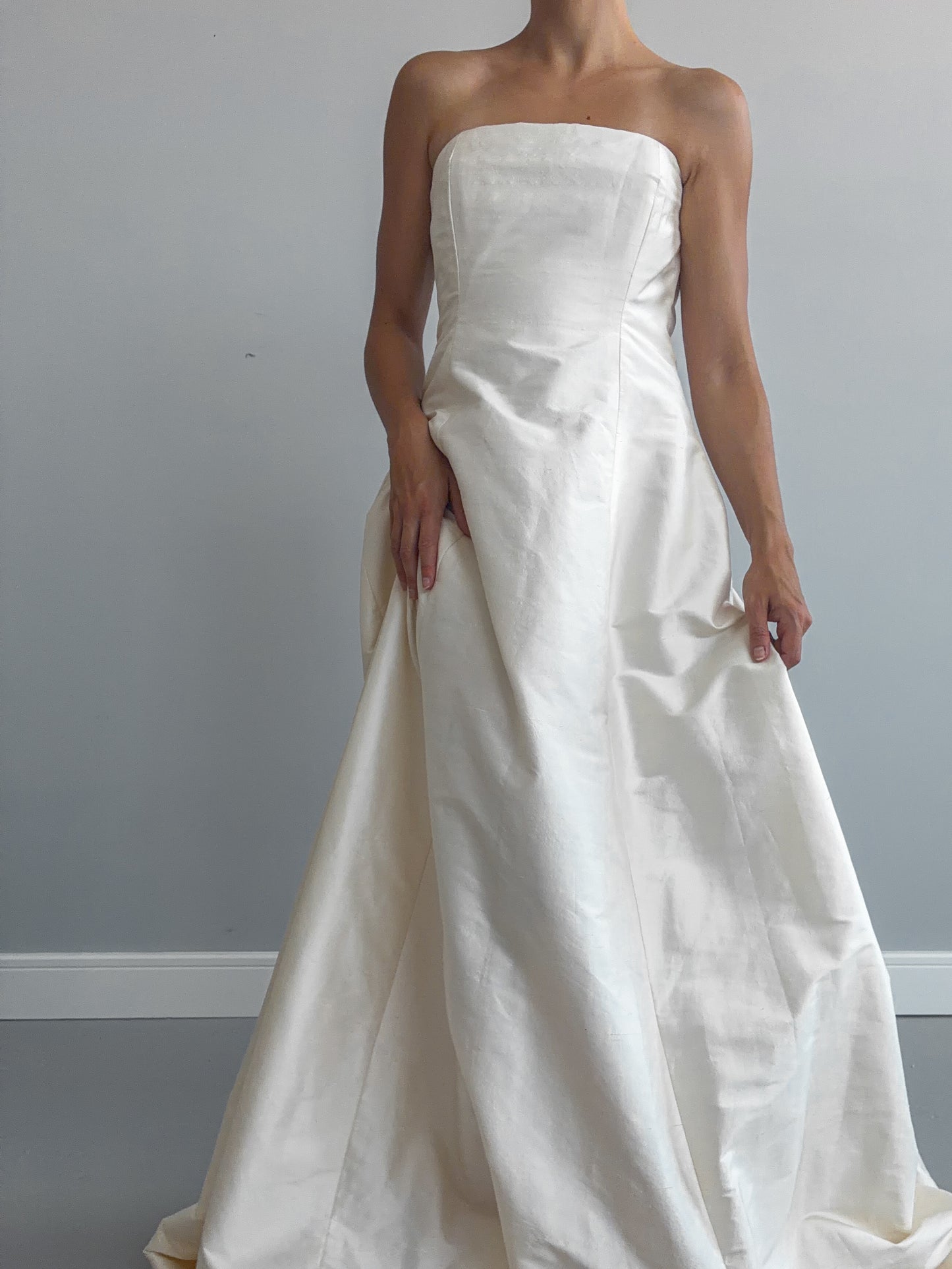 90s Silk Boned Wedding Dress With Train