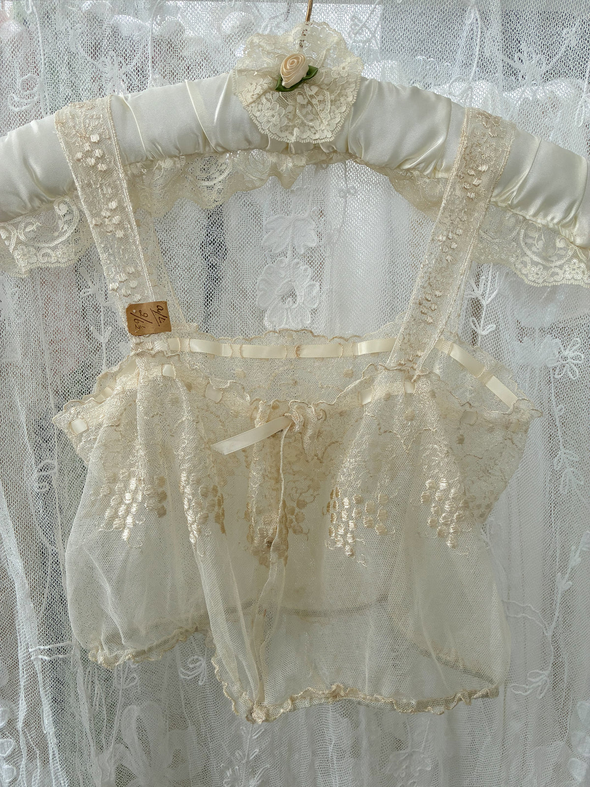 1920s Floral Lace & Silk Camisole XS