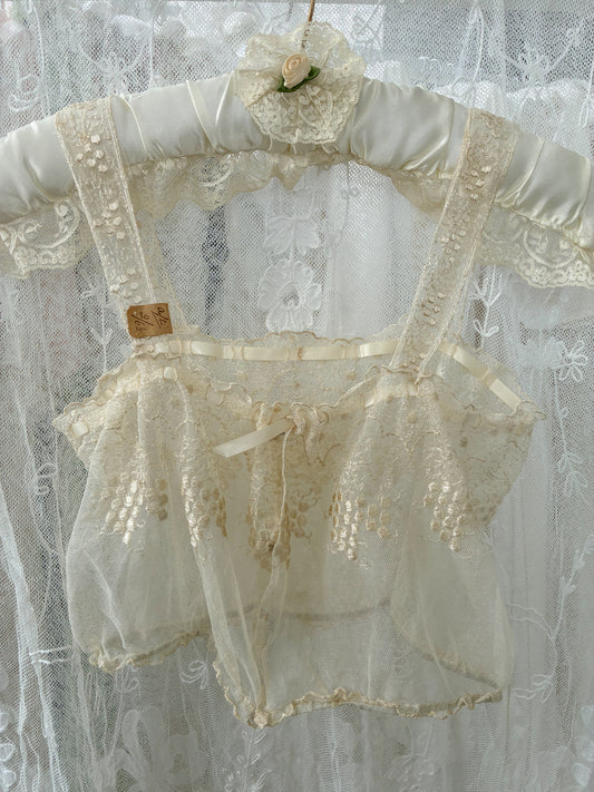 1920s Floral Lace & Silk Camisole XS