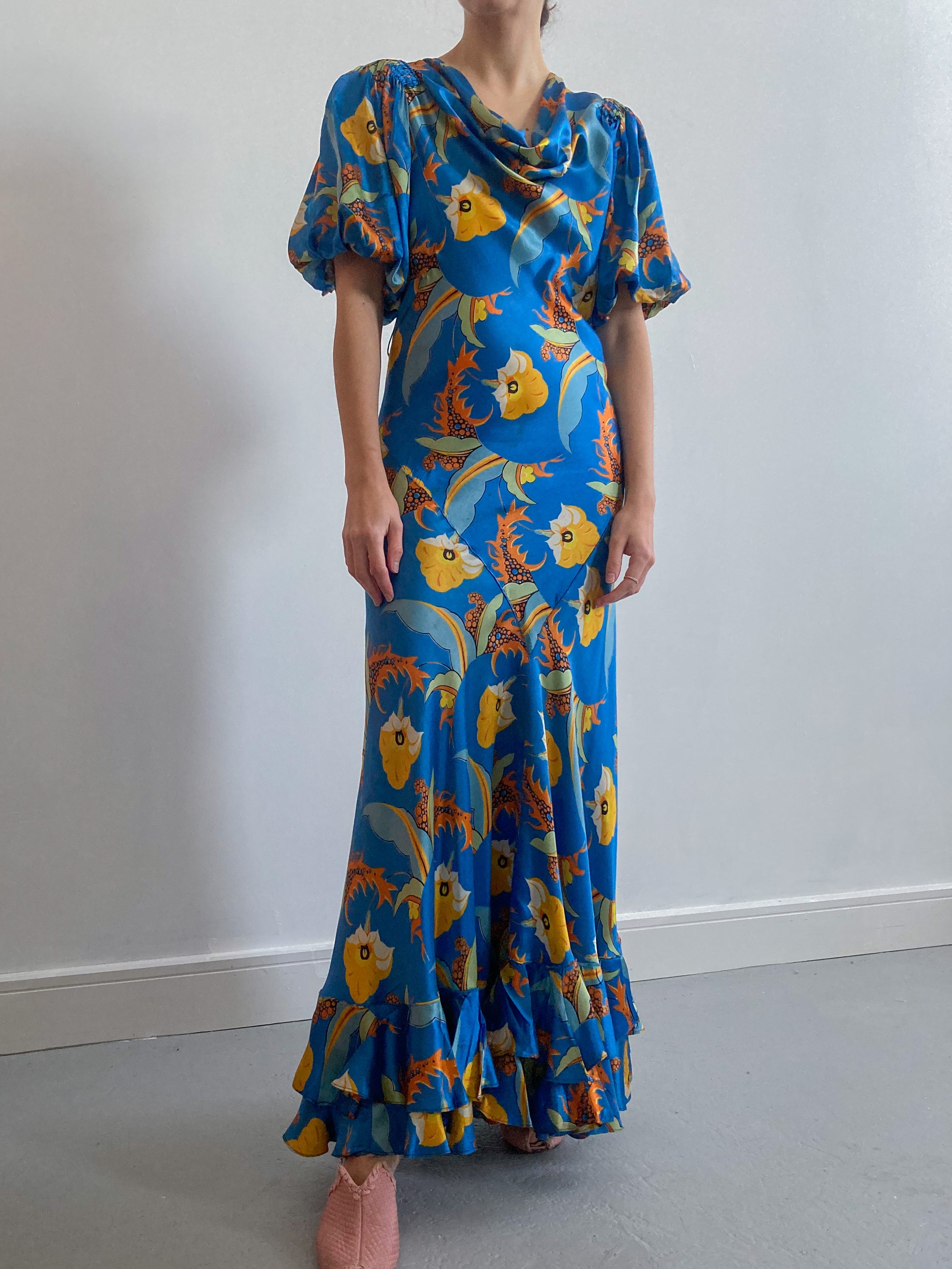 blue art deco dress Irene Art Nouveau Style Dress in Blue by Nataya