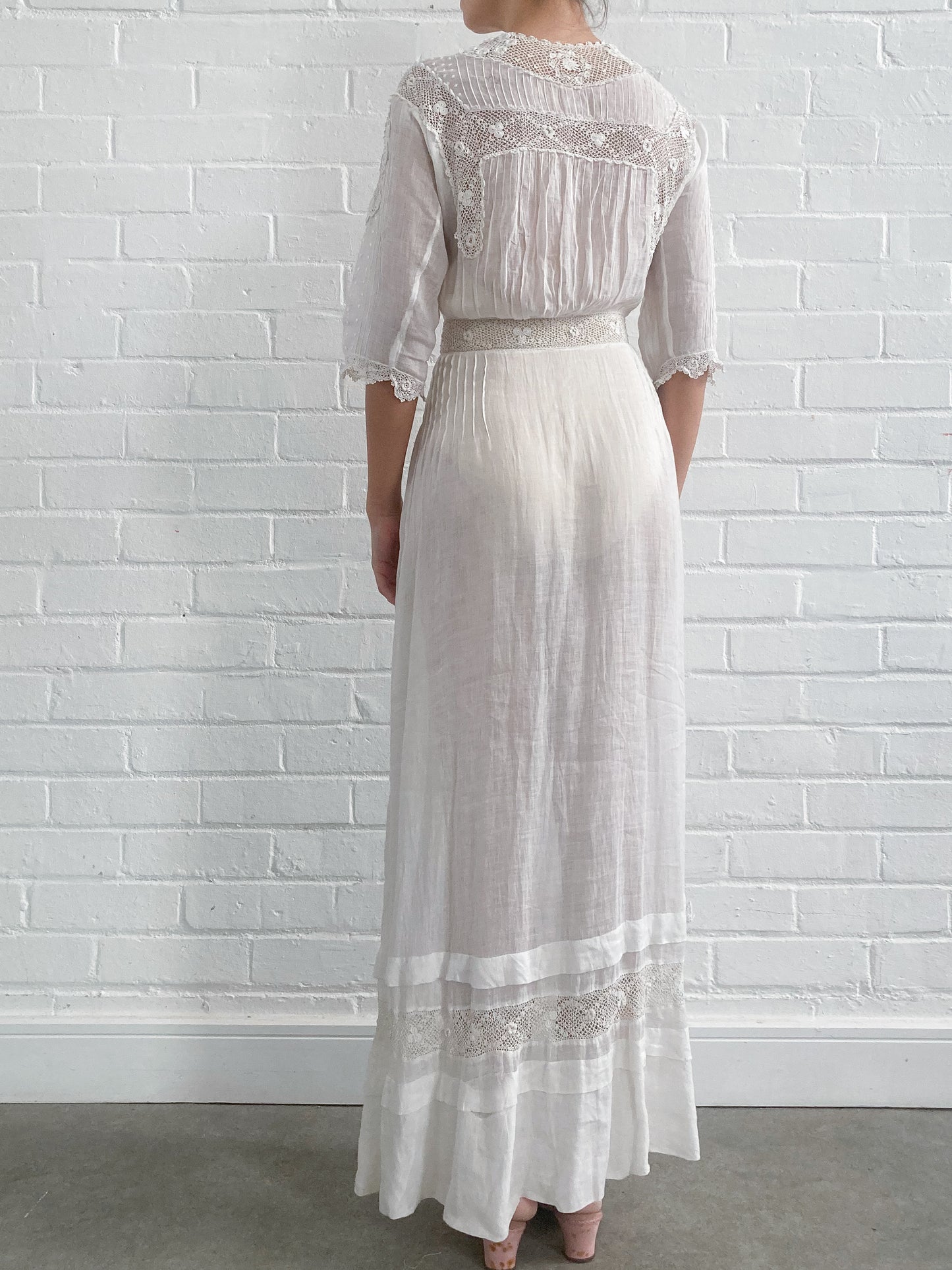 Antique Crochet Detail Cotton Lawn Dress