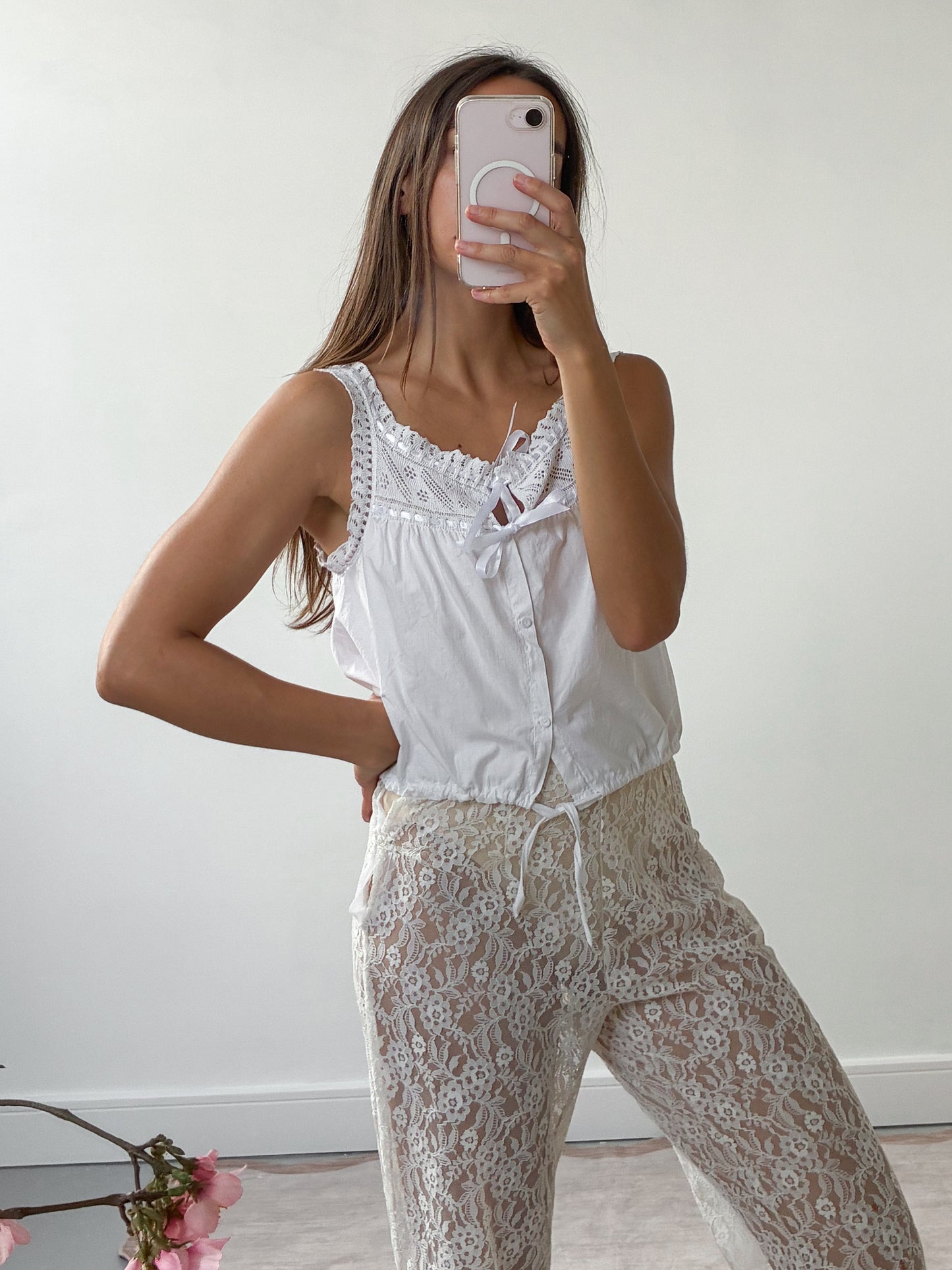 Antique Camisole With White Ribbon