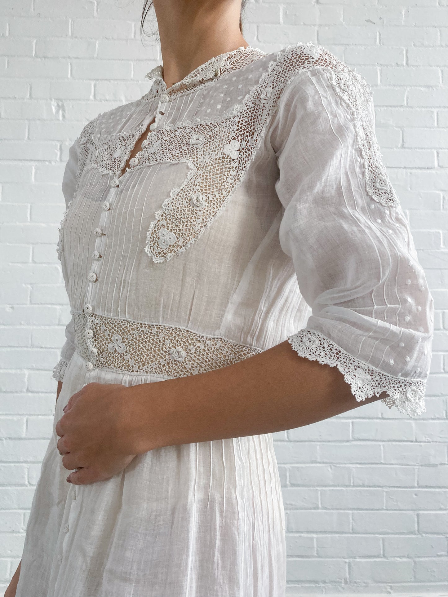 Antique Crochet Detail Cotton Lawn Dress