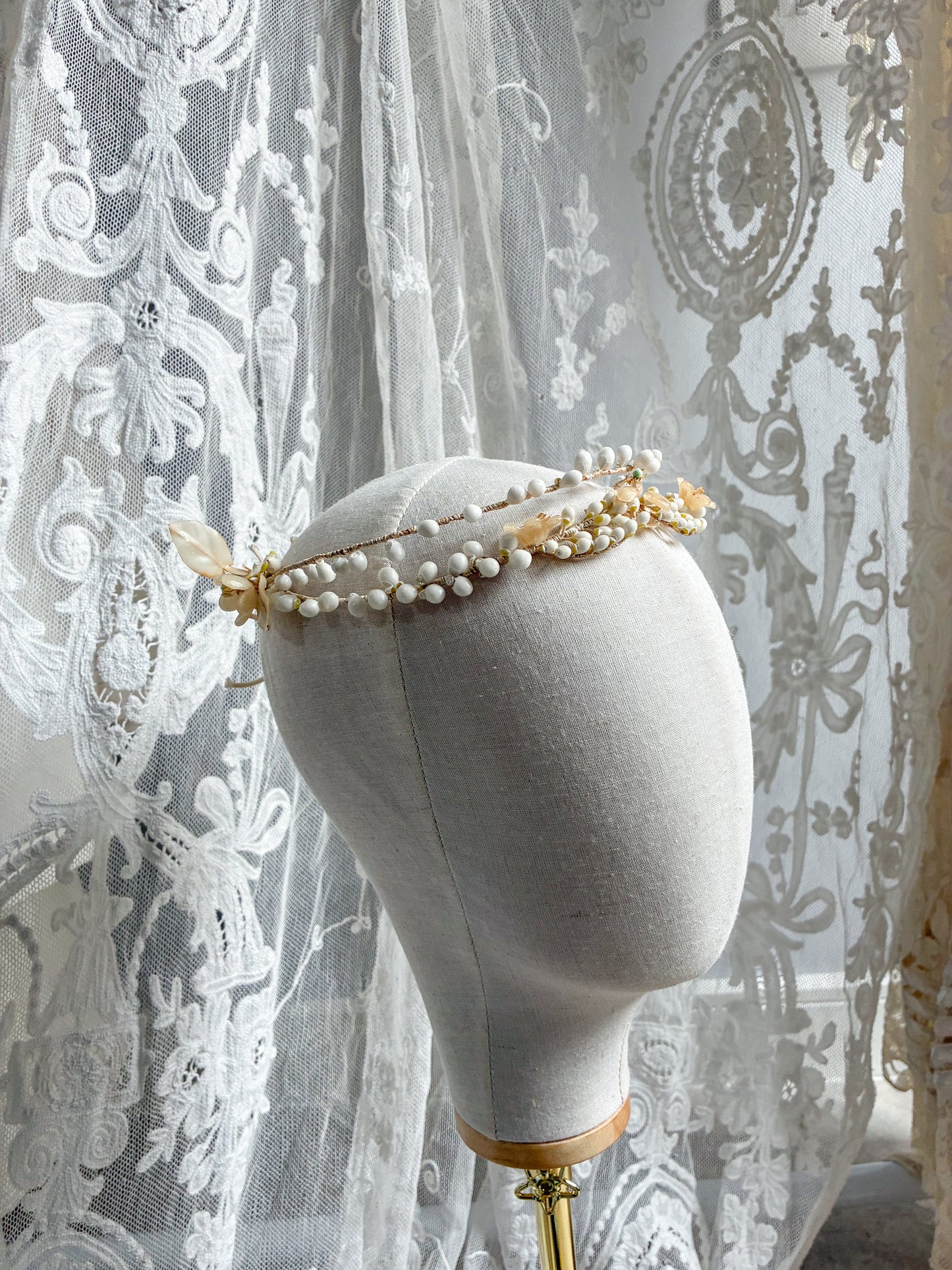 1920s Layered Floral Wax Headdress