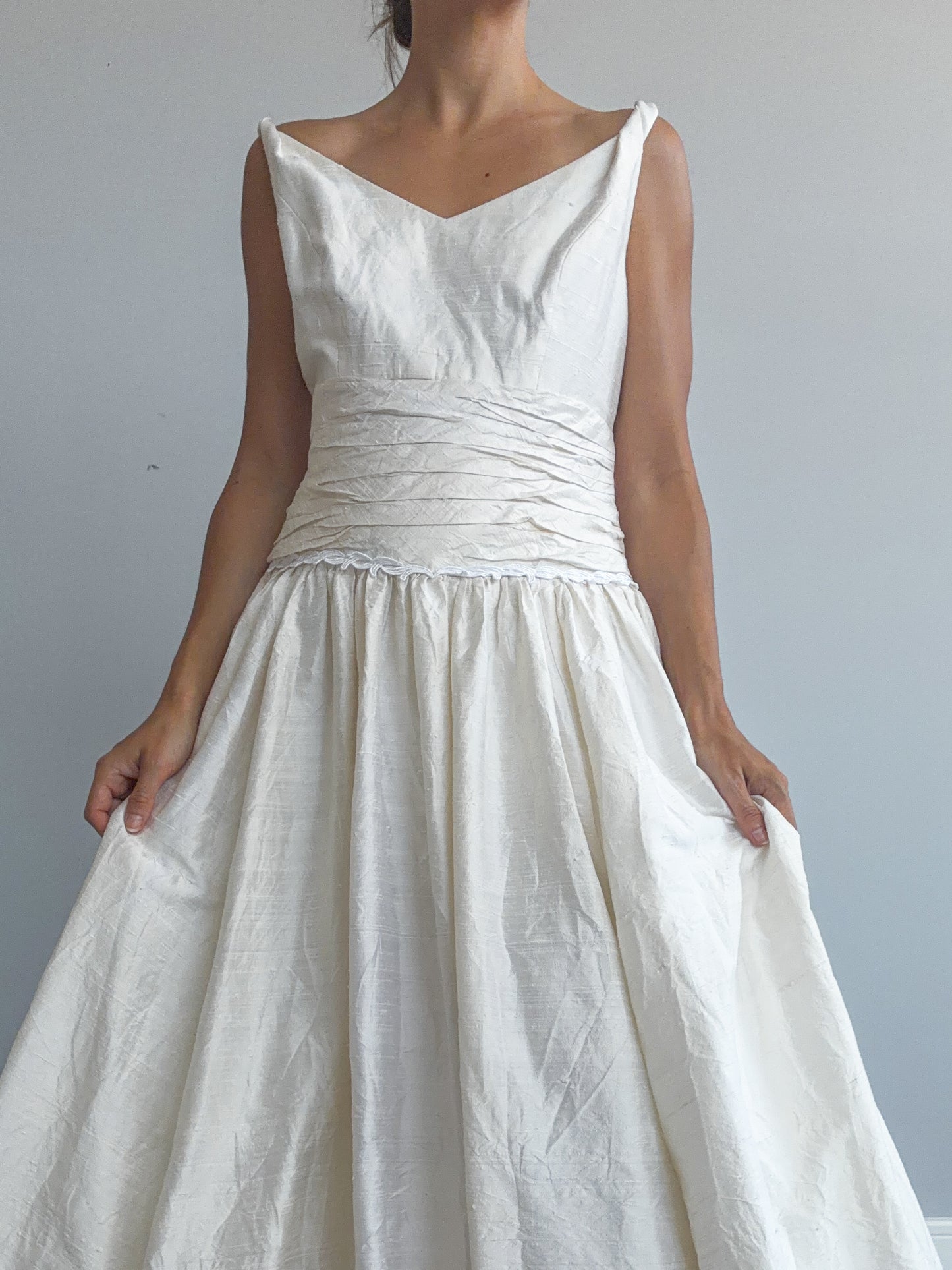 1980s Raw Silk Princess Dress