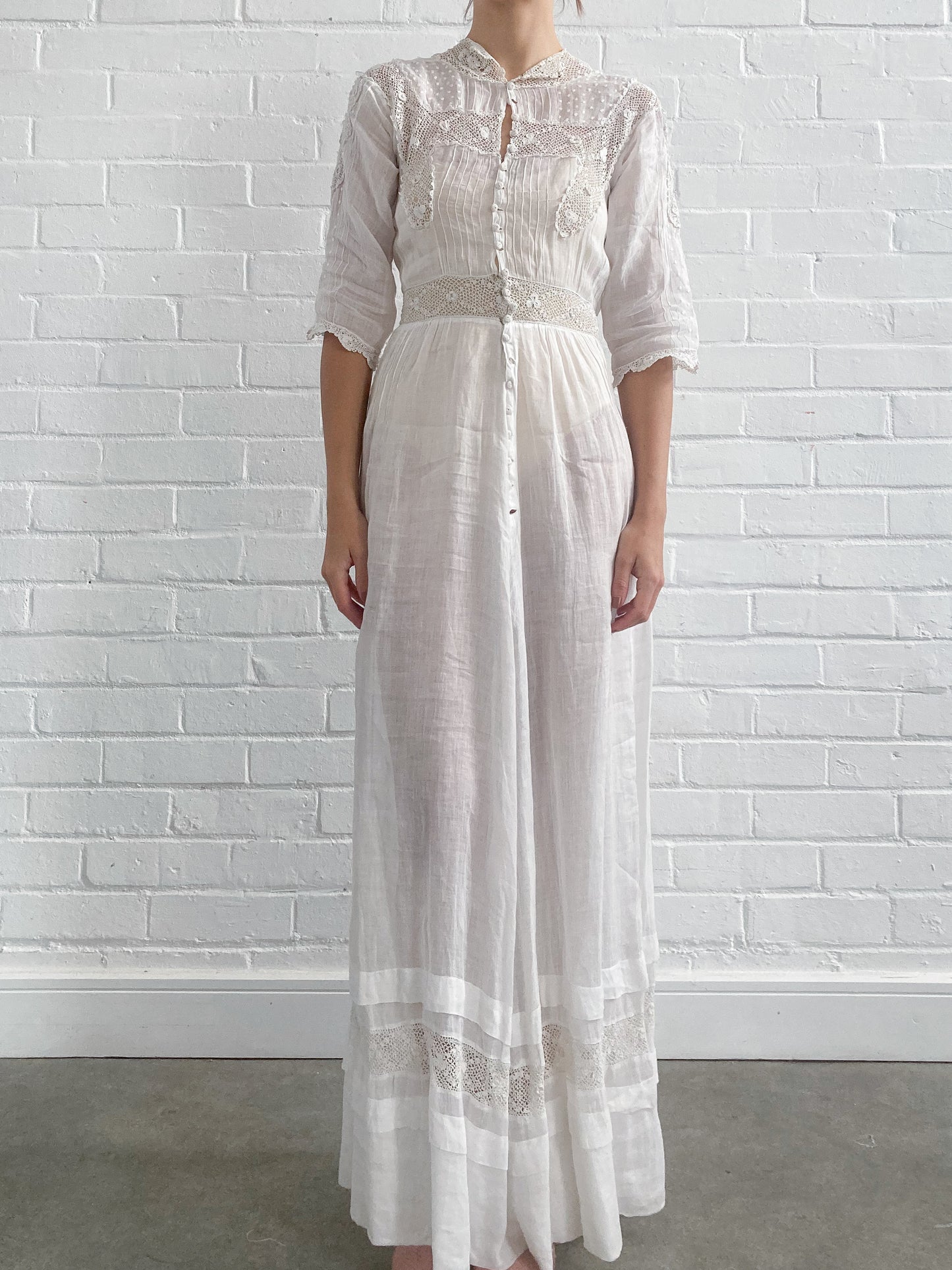 Antique Crochet Detail Cotton Lawn Dress