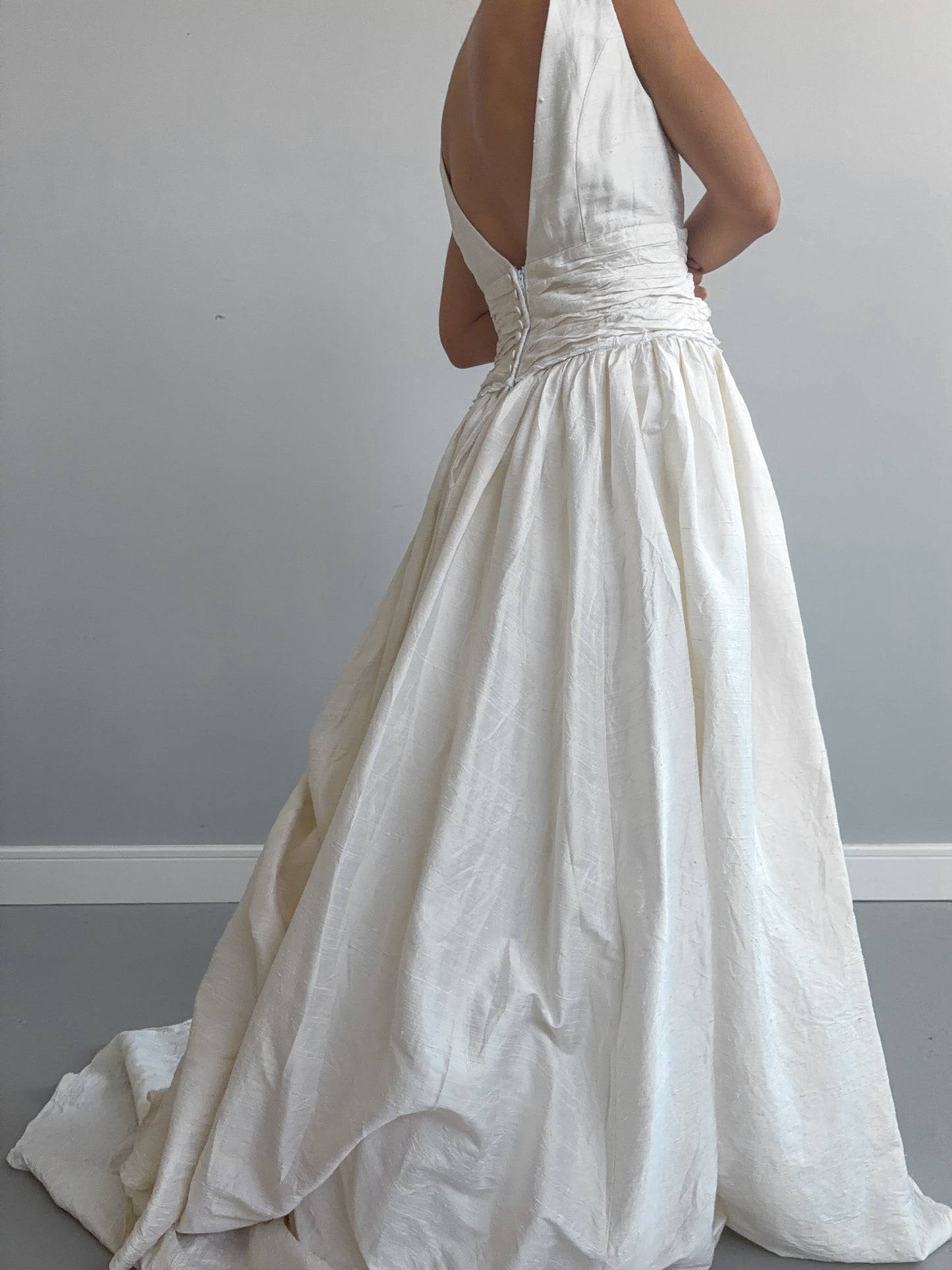 1980s Raw Silk Princess Dress
