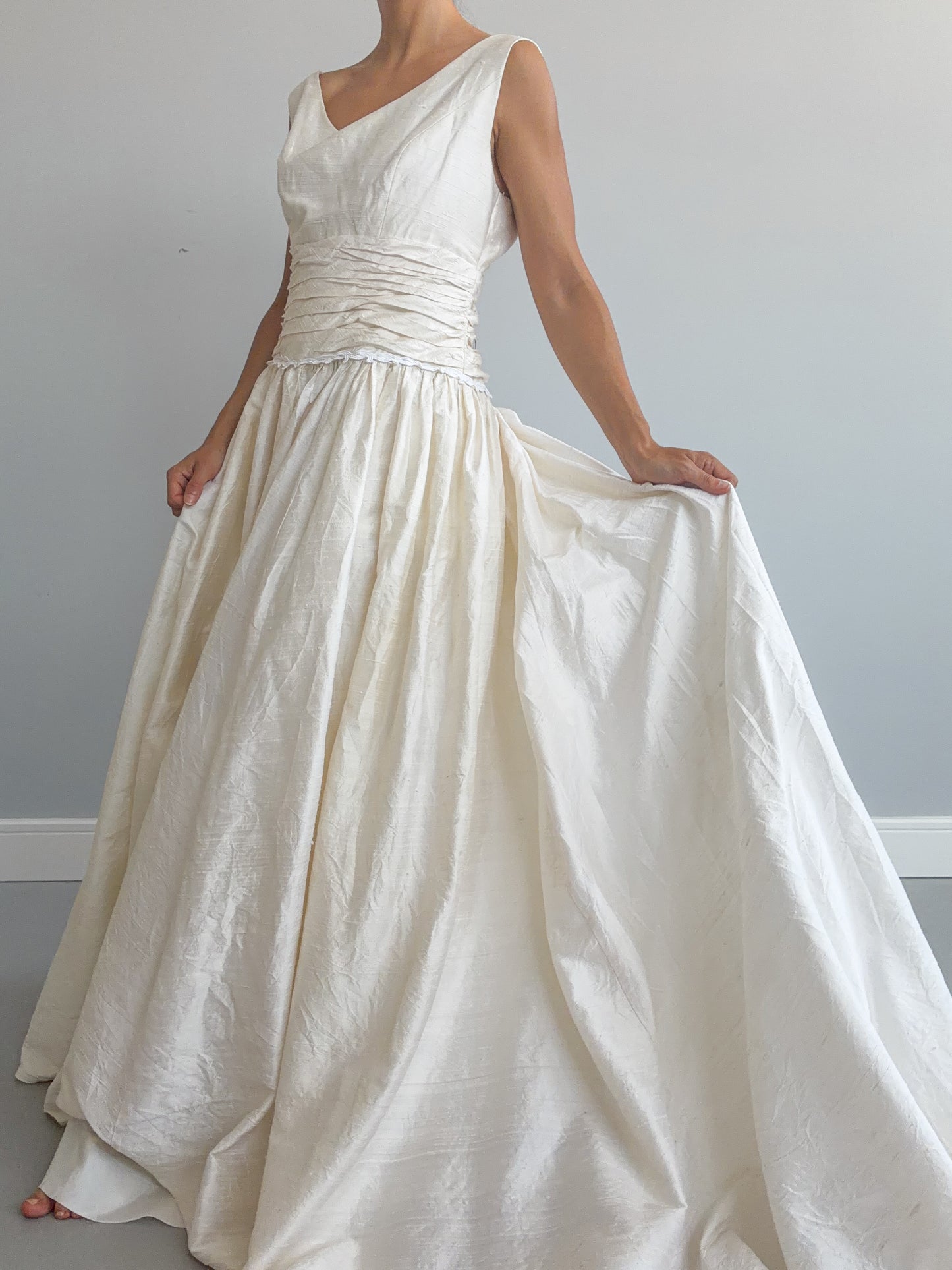1980s Raw Silk Princess Dress
