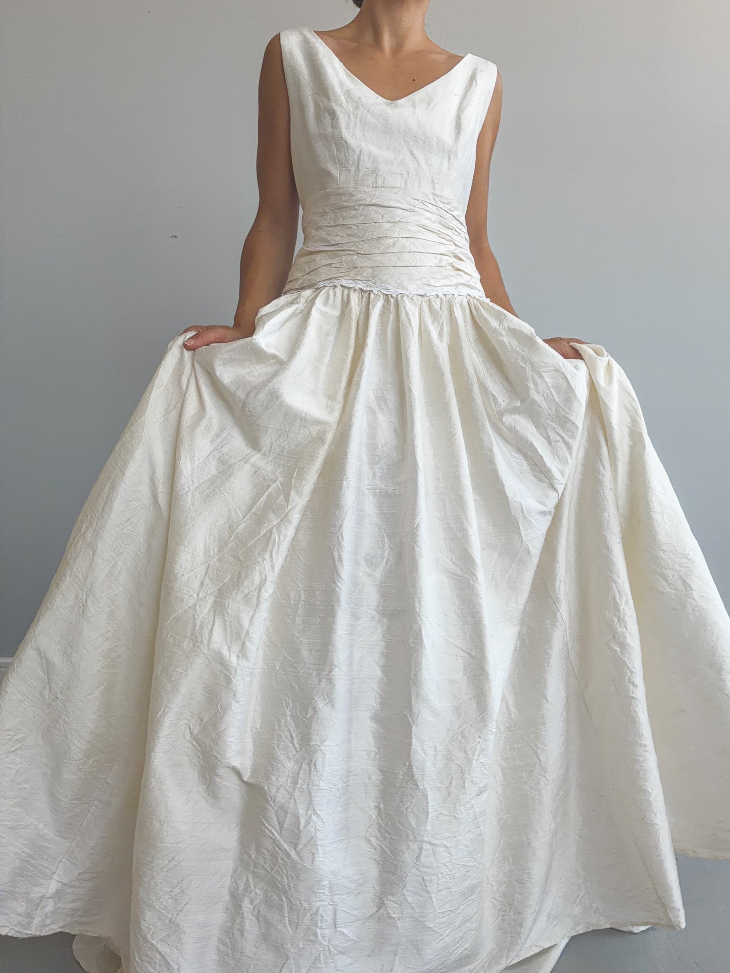 1980s Raw Silk Princess Dress