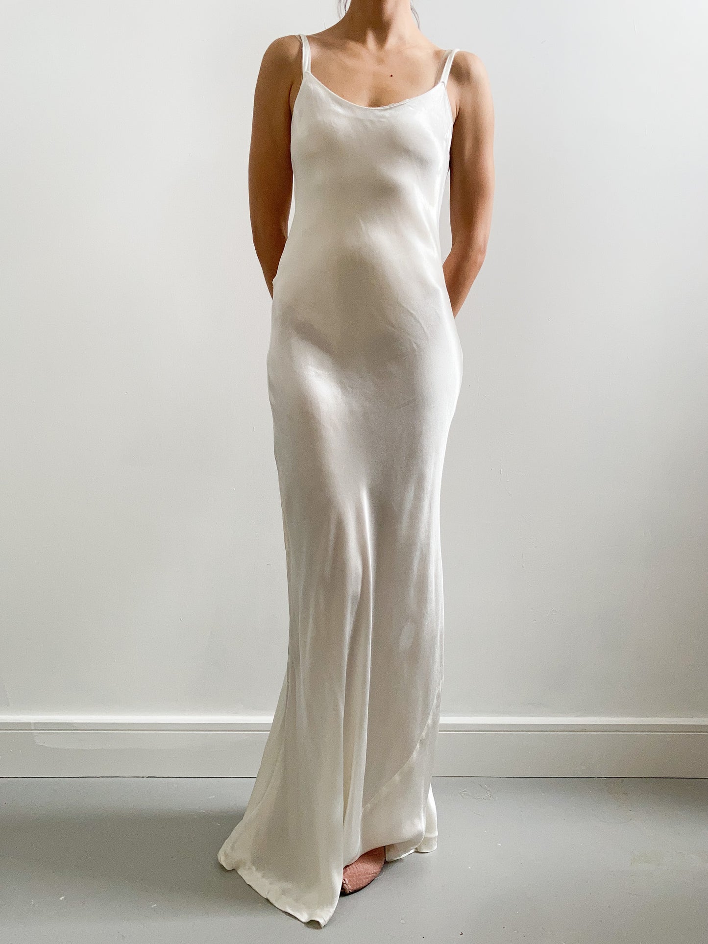 1930s Ivory Silk Bias Cut Slip