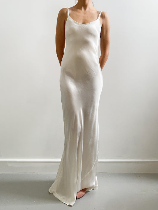 1930s Ivory Silk Bias Cut Slip